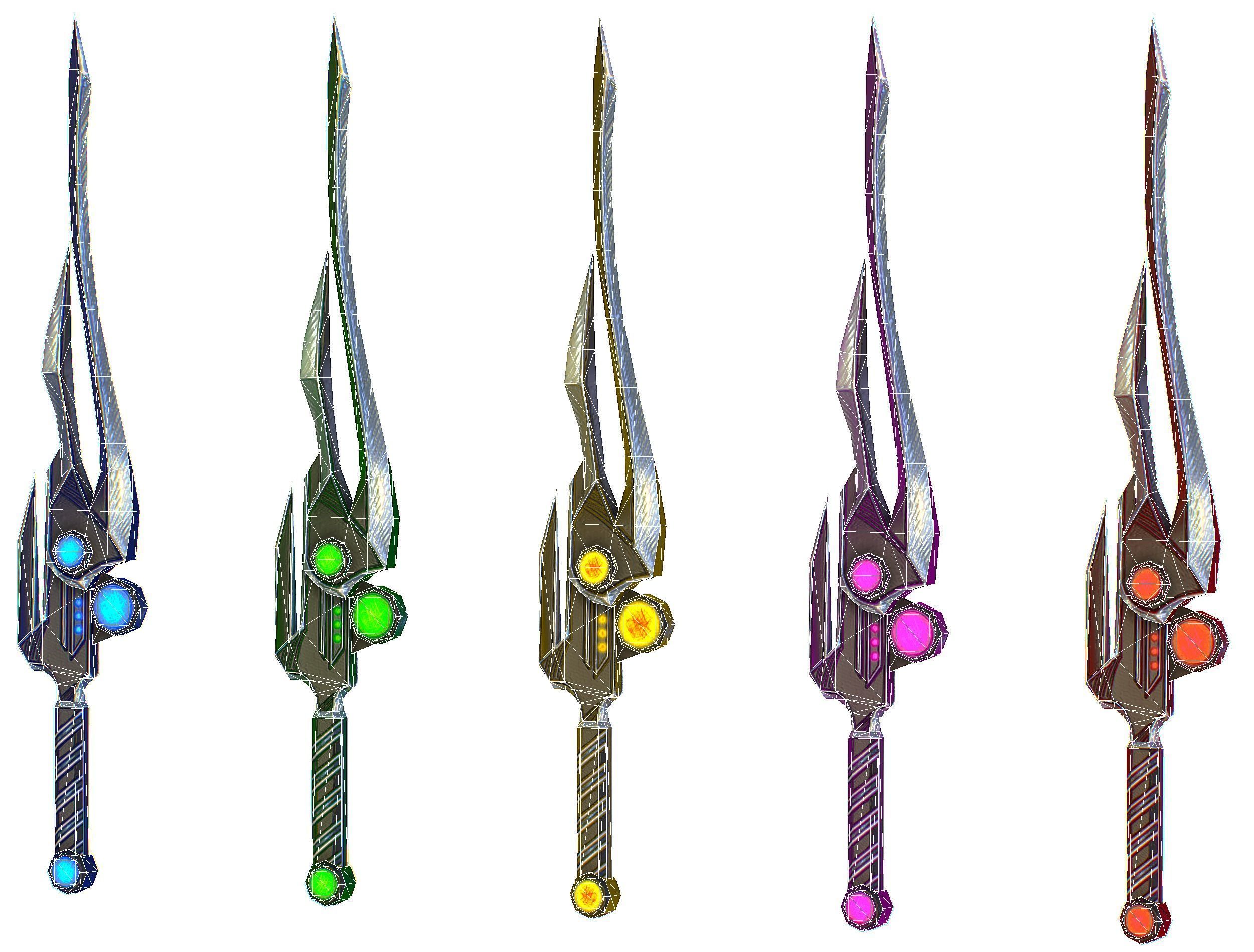 a set of cutting weapons Low-poly 3D model_18