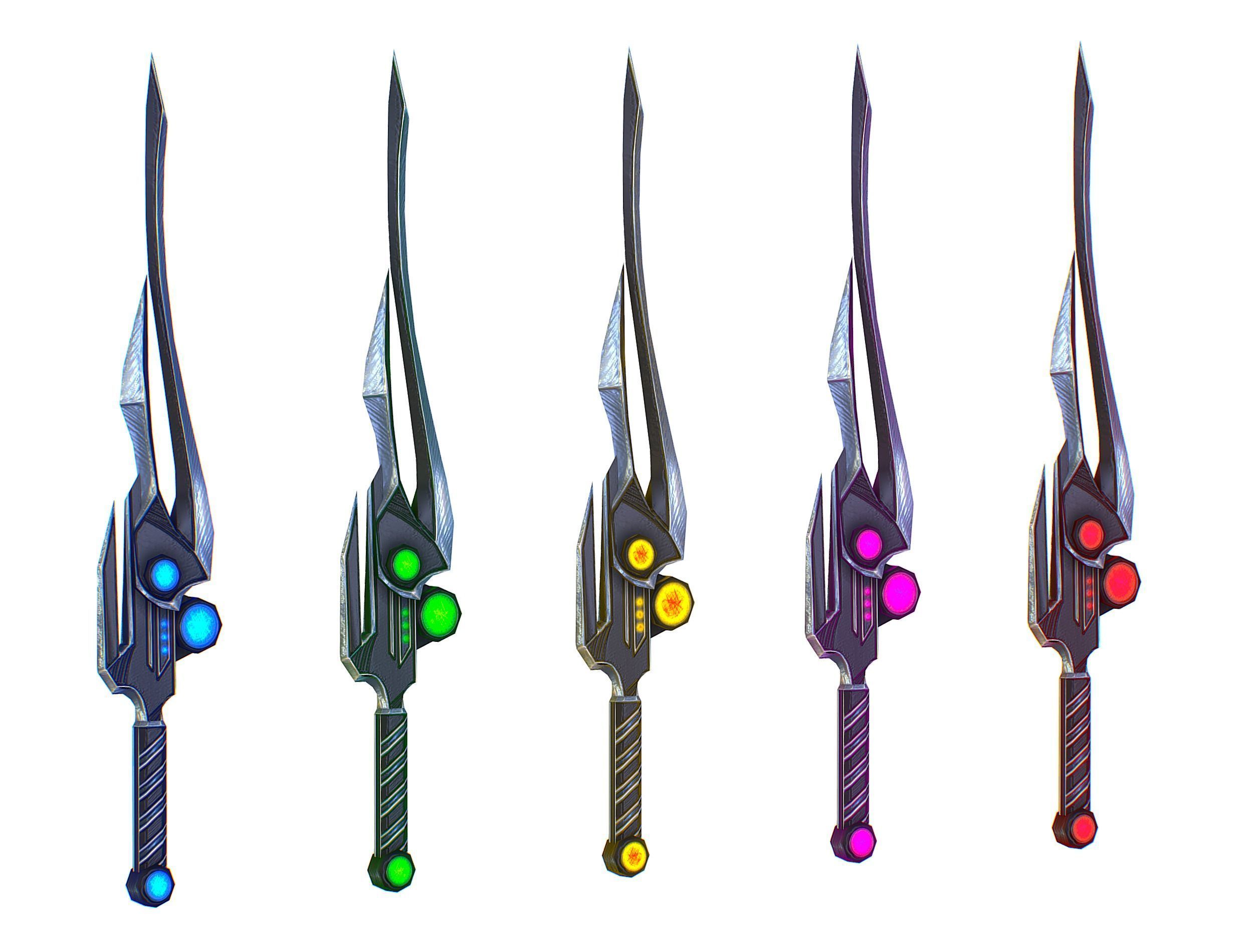 a set of cutting weapons Low-poly 3D model_17