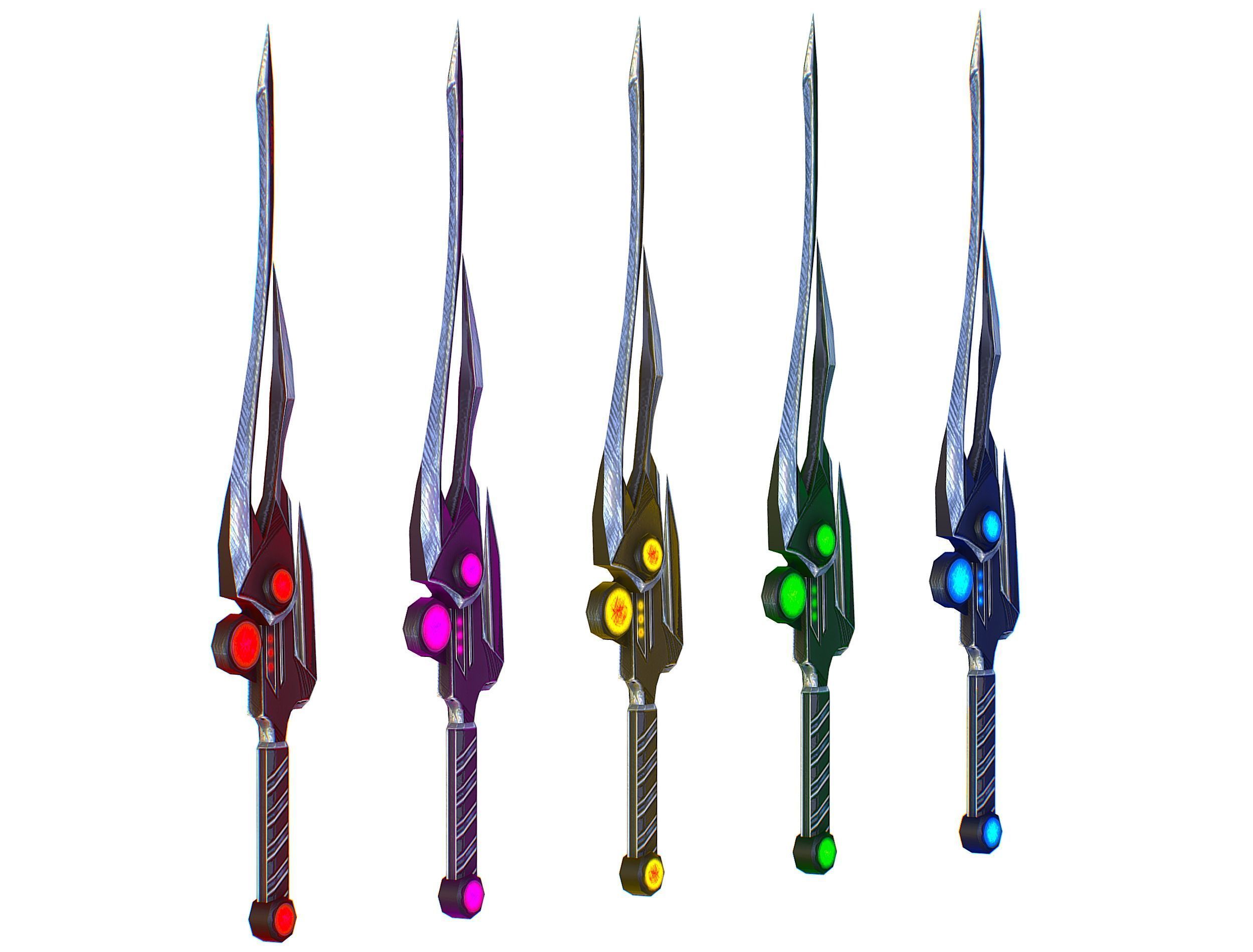 a set of cutting weapons Low-poly 3D model_7