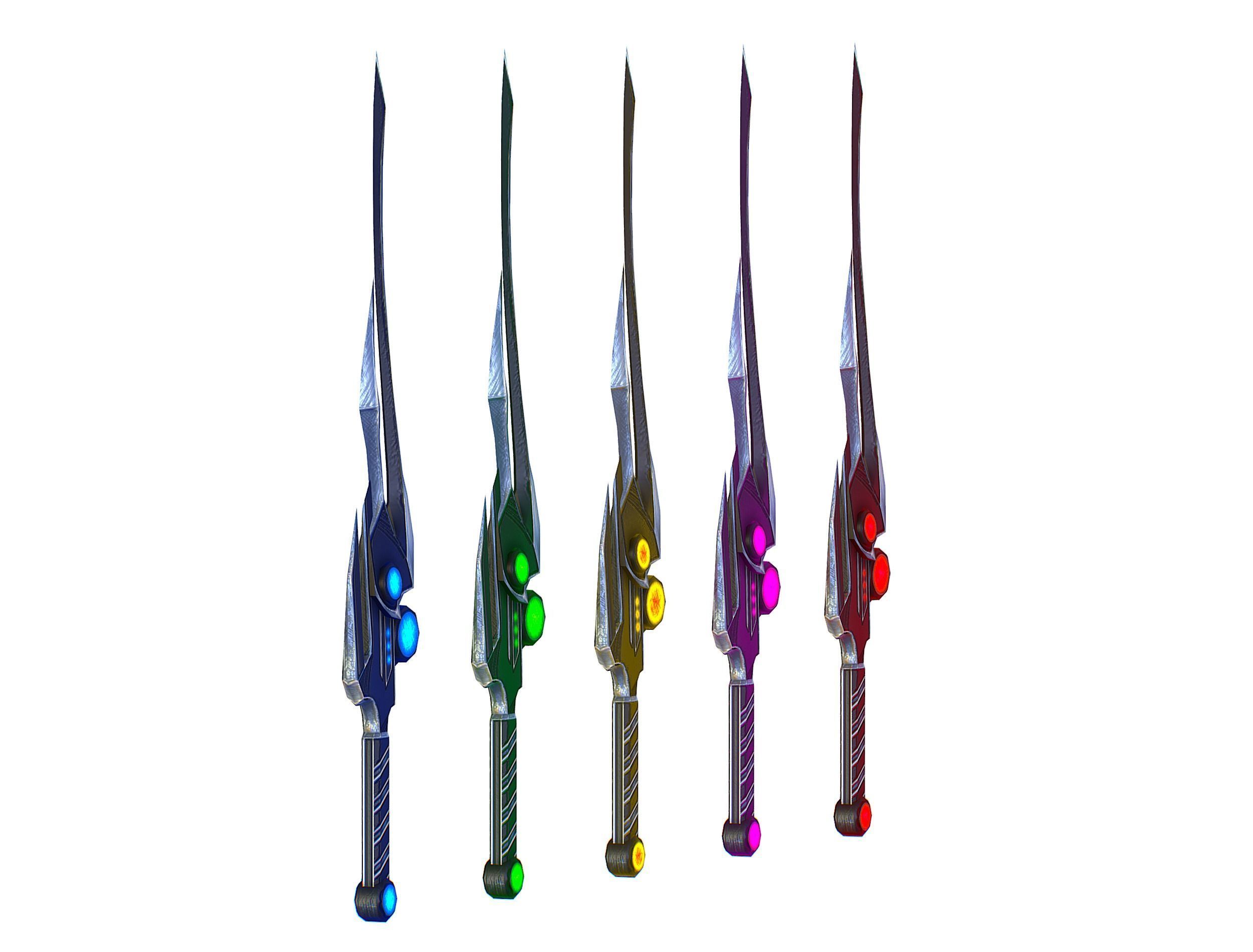 a set of cutting weapons Low-poly 3D model_16