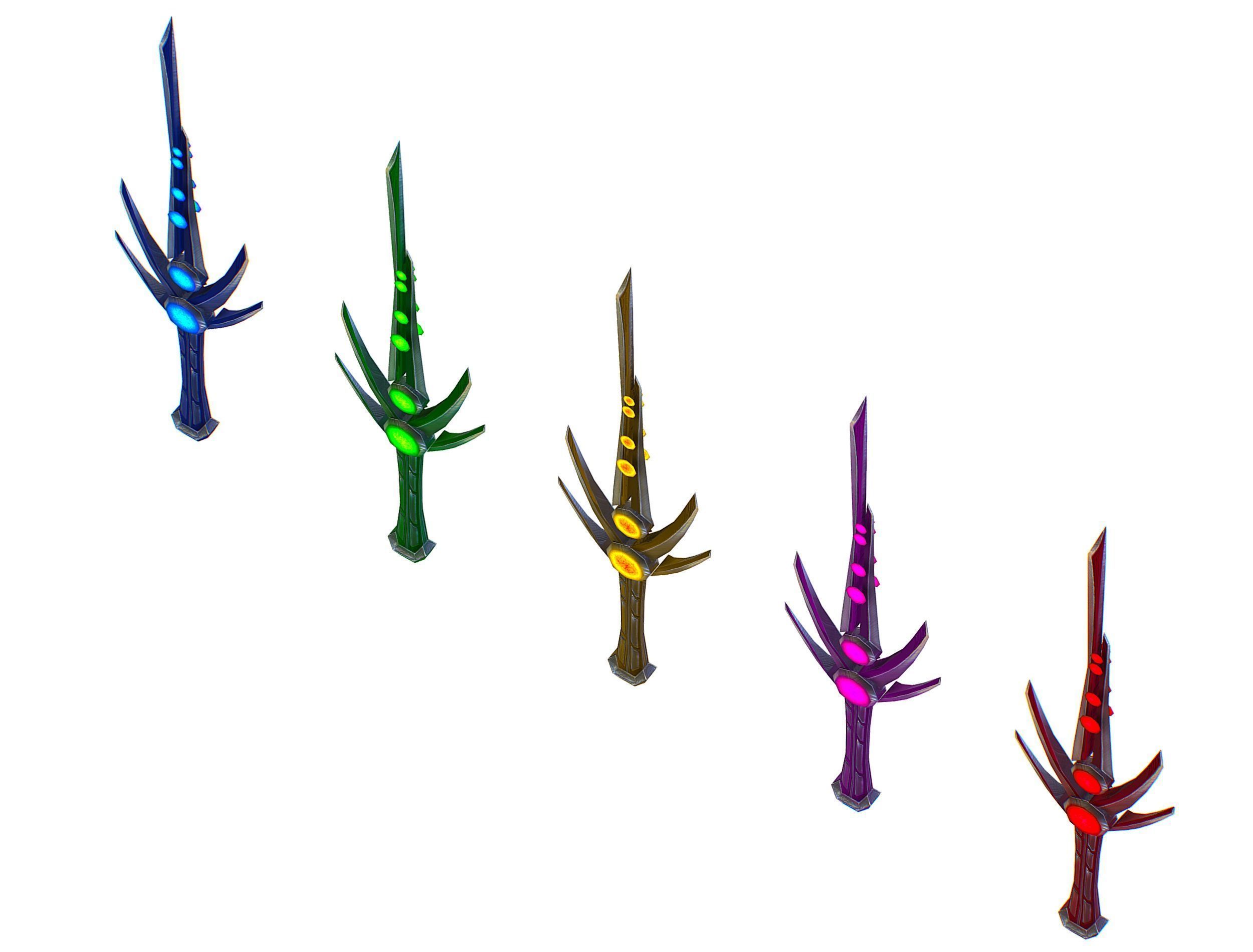 a set of cutting weapons Low-poly 3D model_13