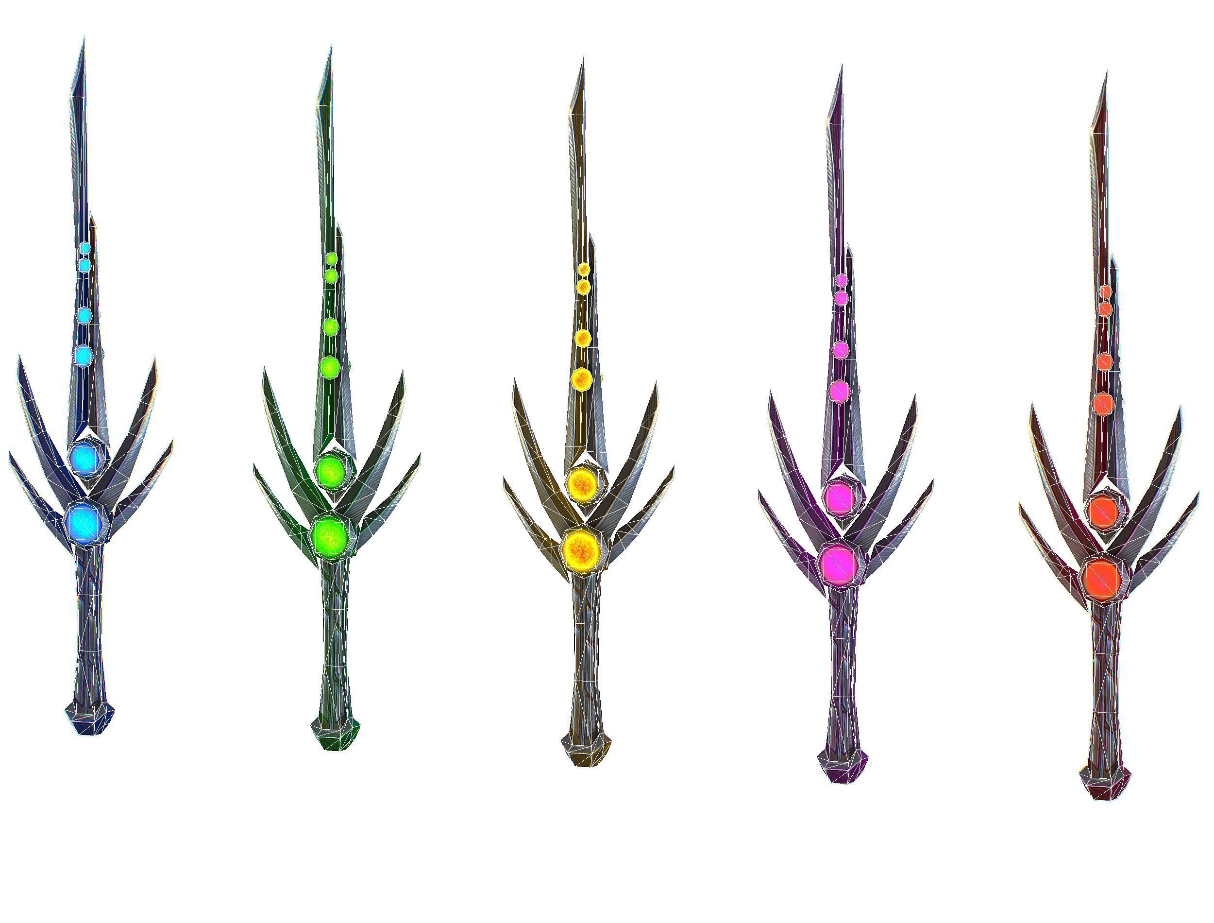 a set of cutting weapons Low-poly 3D model_20