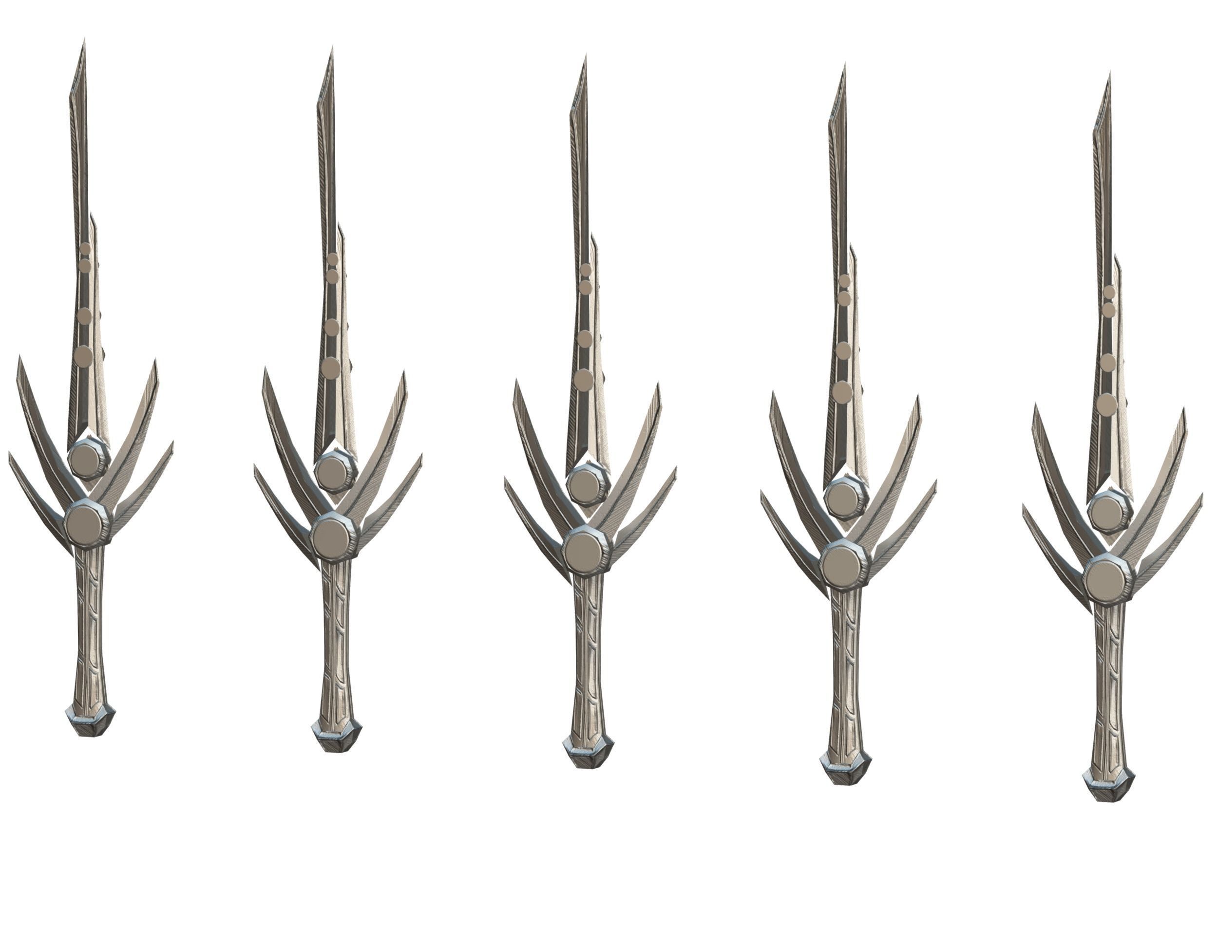 a set of cutting weapons Low-poly 3D model_22