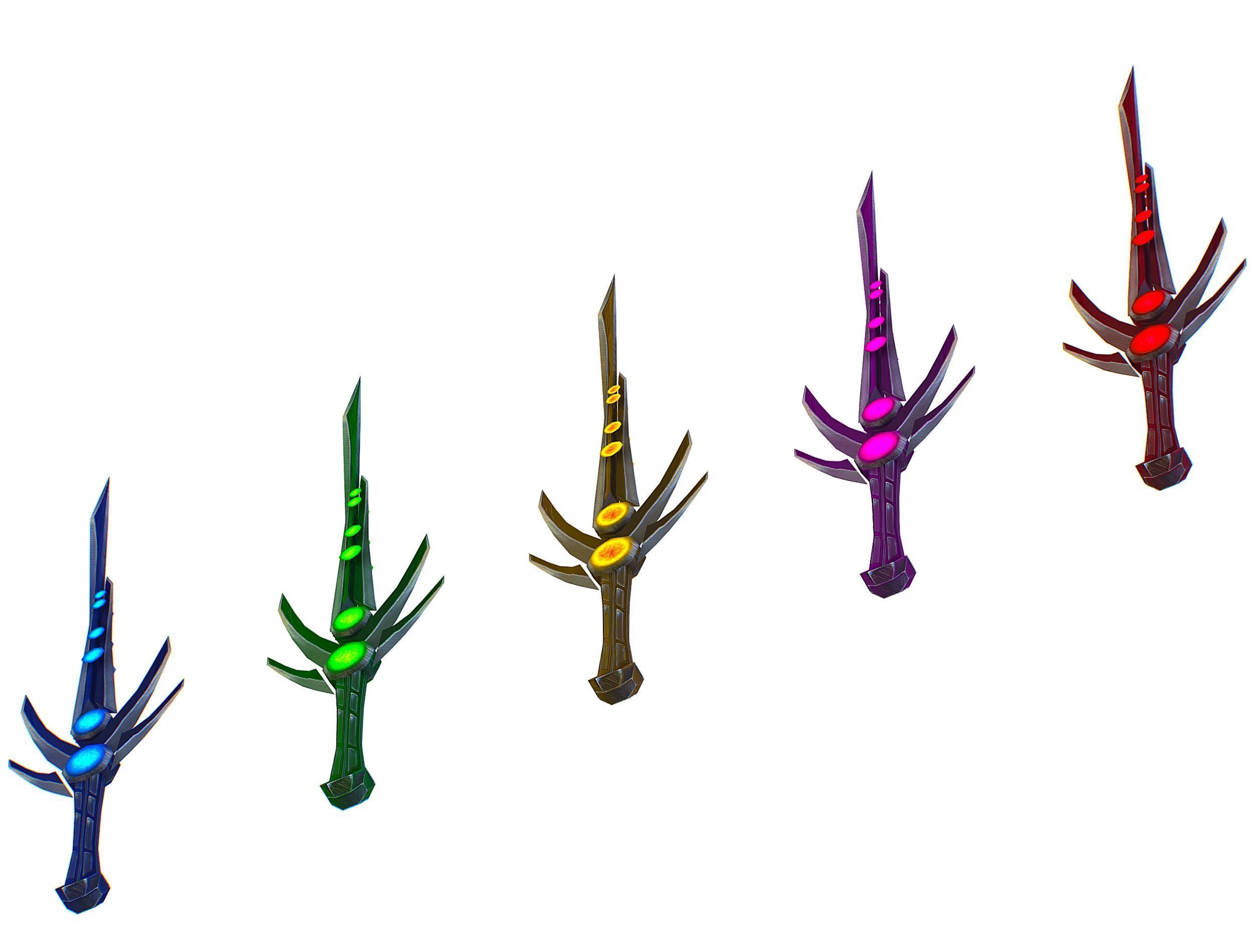 a set of cutting weapons Low-poly 3D model_14