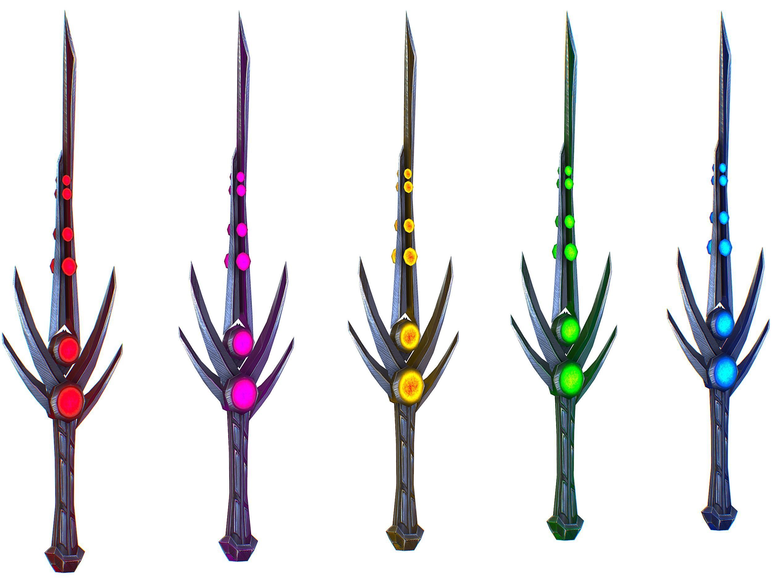 a set of cutting weapons Low-poly 3D model_12