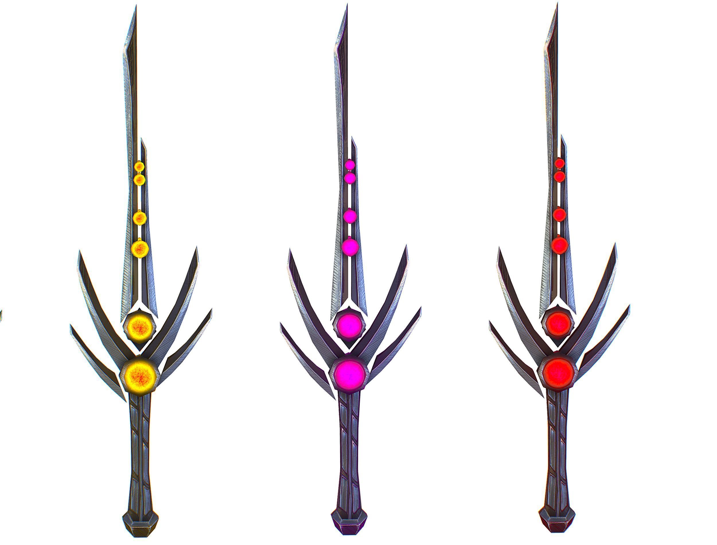 a set of cutting weapons Low-poly 3D model_16