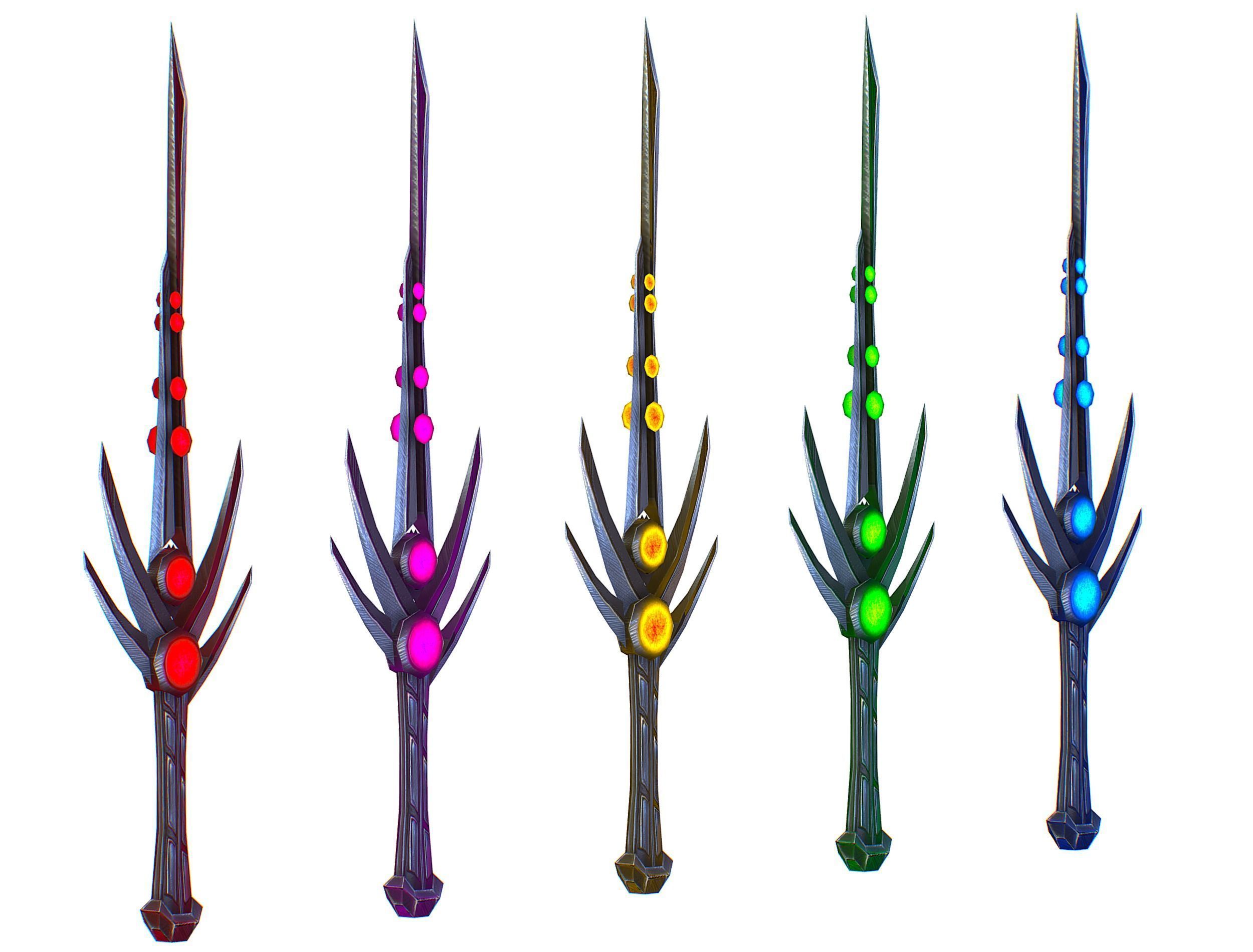 a set of cutting weapons Low-poly 3D model_11