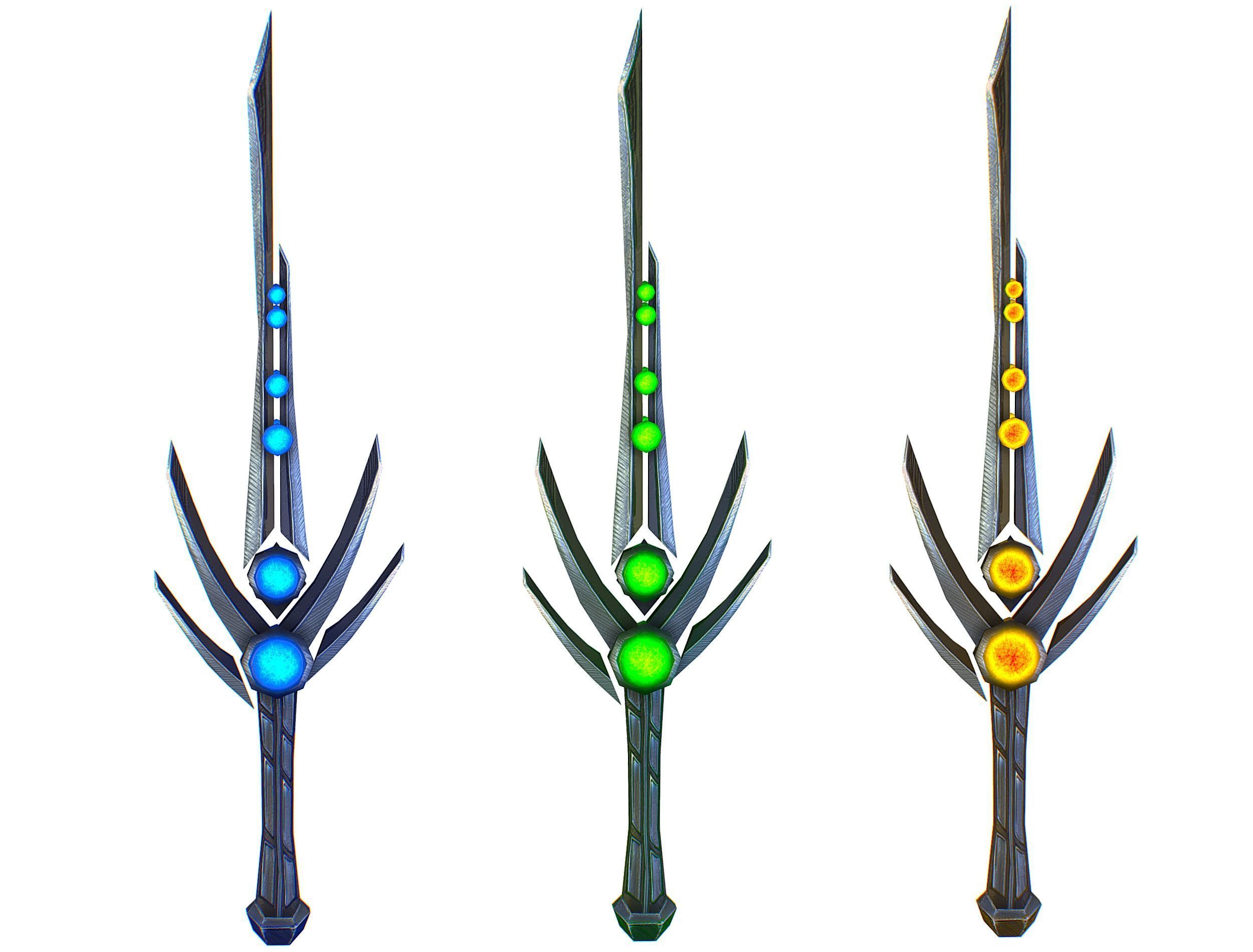 a set of cutting weapons Low-poly 3D model_15