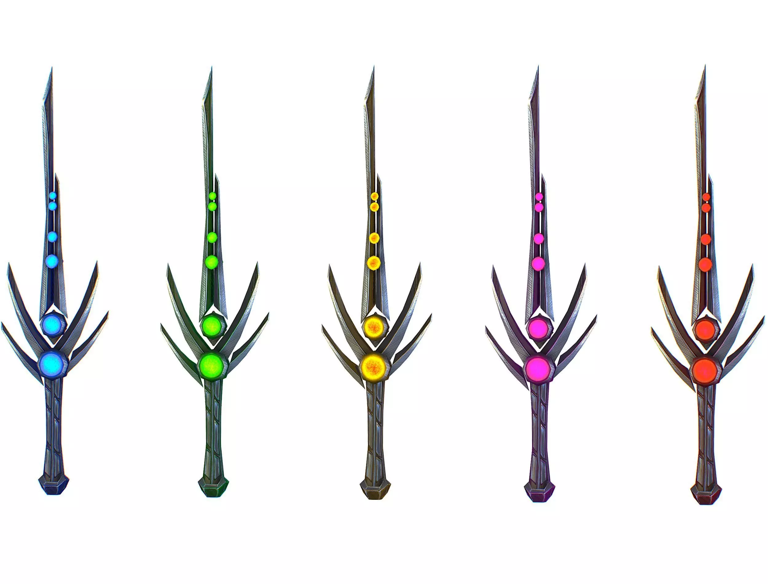 a set of cutting weapons Low-poly 3D model_0