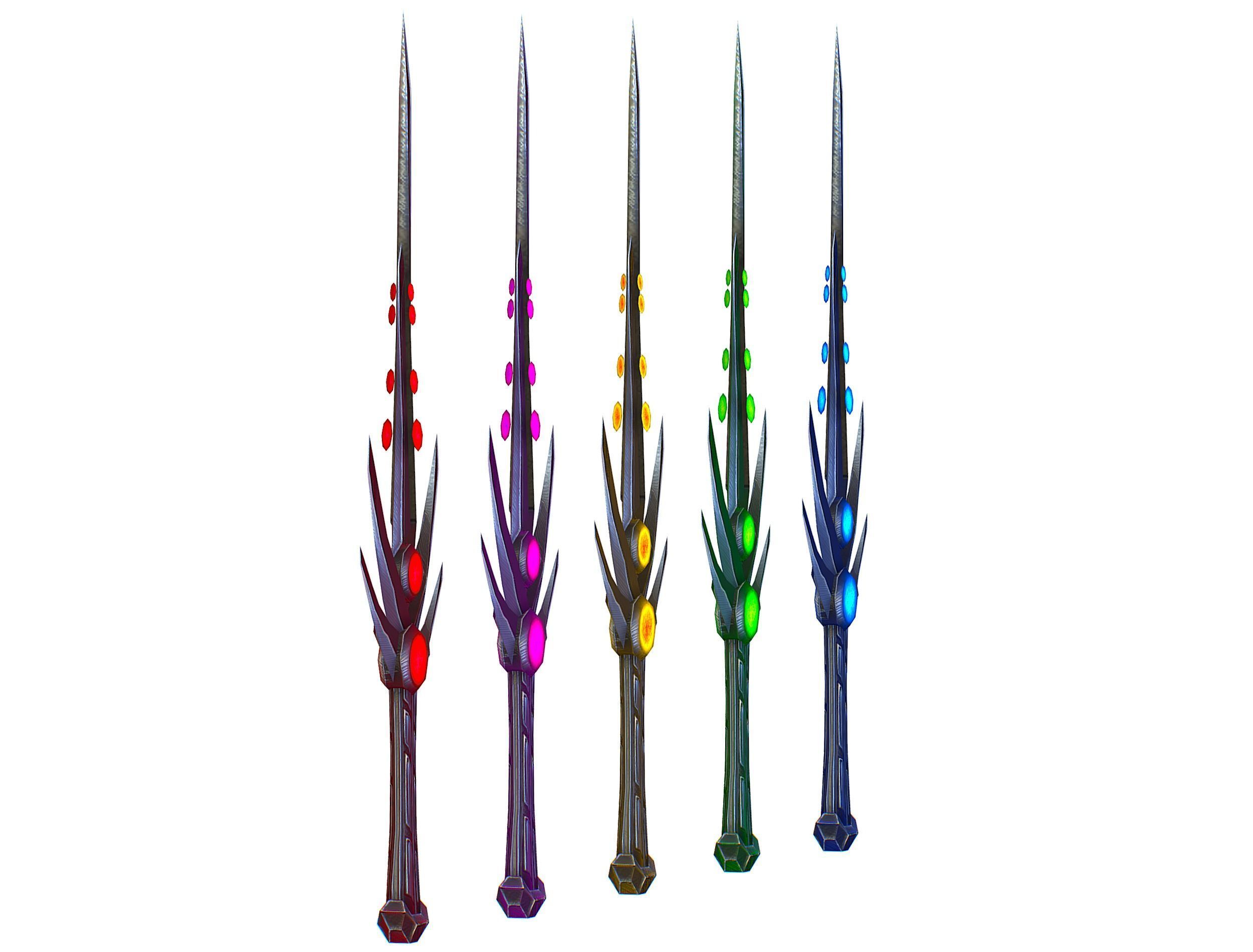 a set of cutting weapons Low-poly 3D model_9