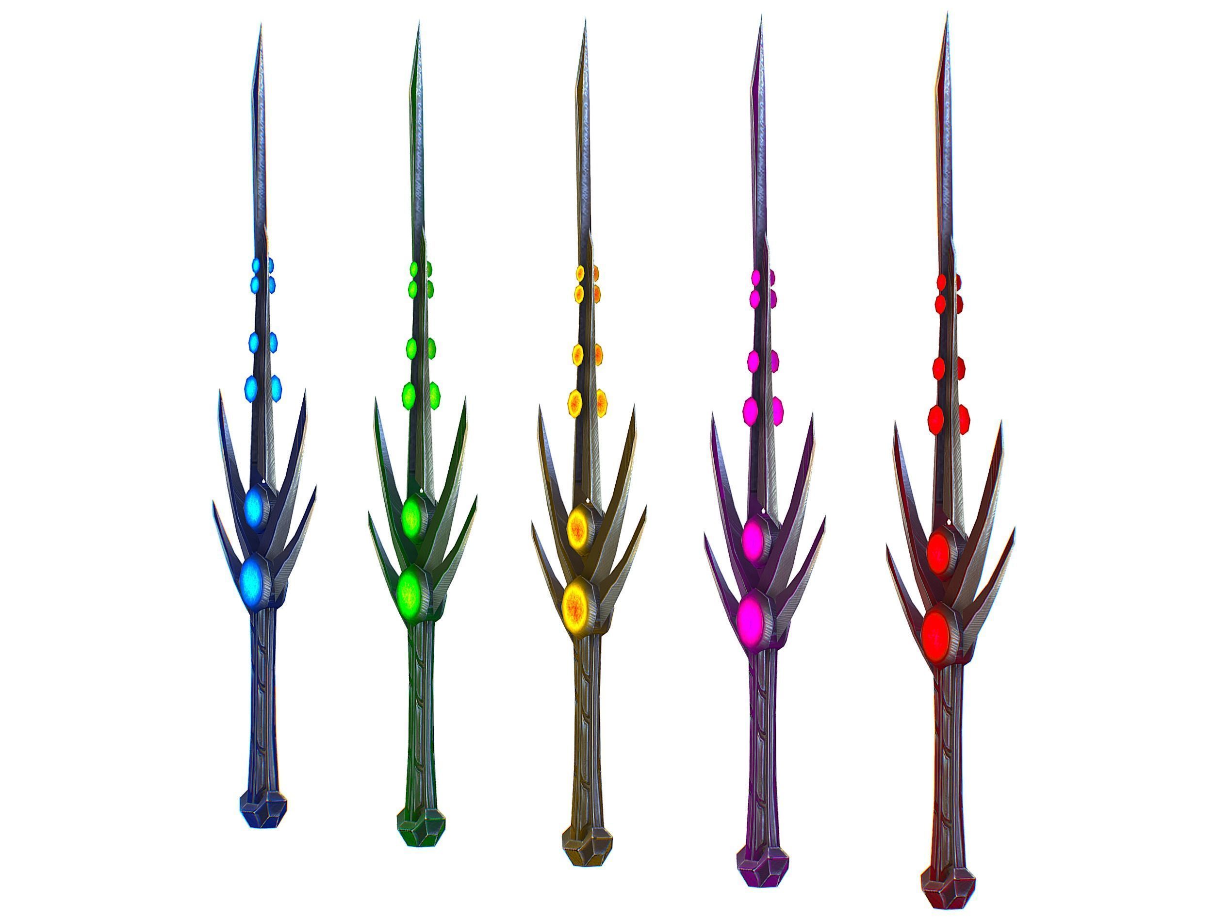 a set of cutting weapons Low-poly 3D model_3