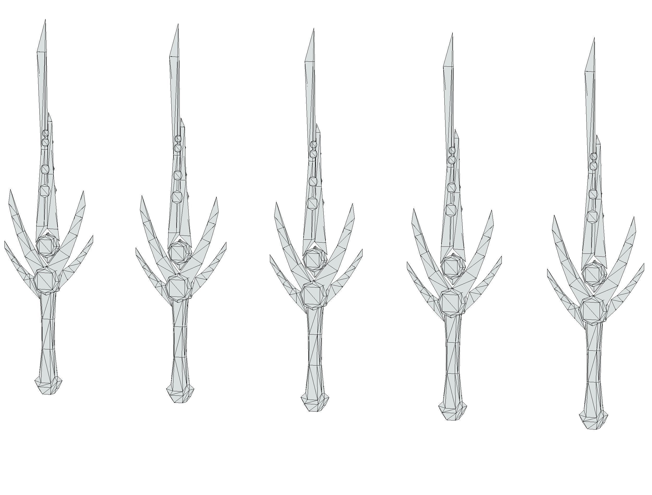 a set of cutting weapons Low-poly 3D model_23
