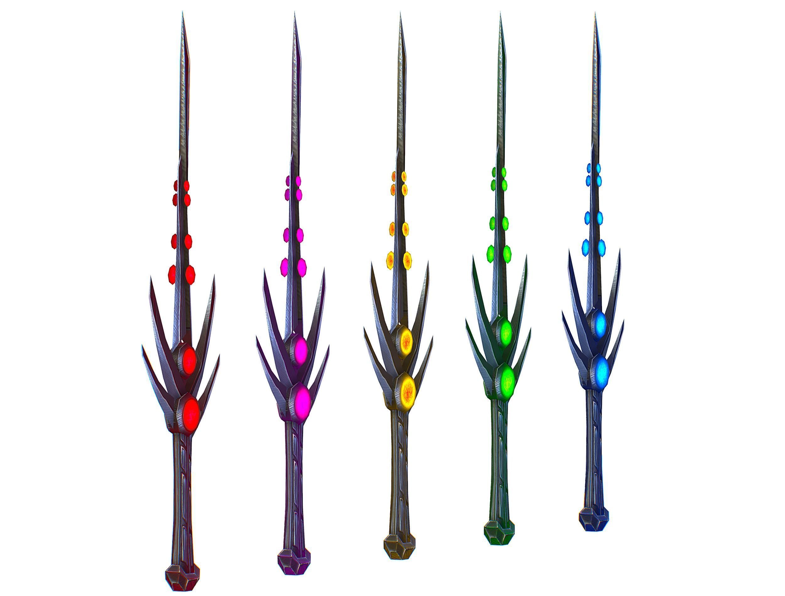 a set of cutting weapons Low-poly 3D model_10