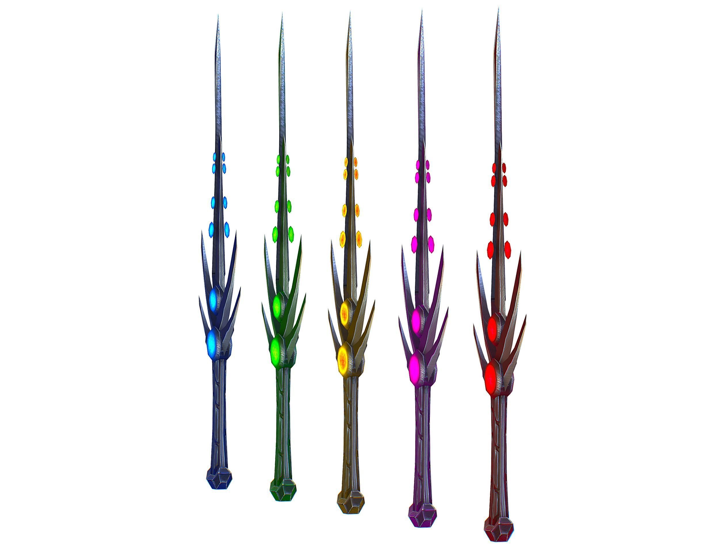 a set of cutting weapons Low-poly 3D model_4