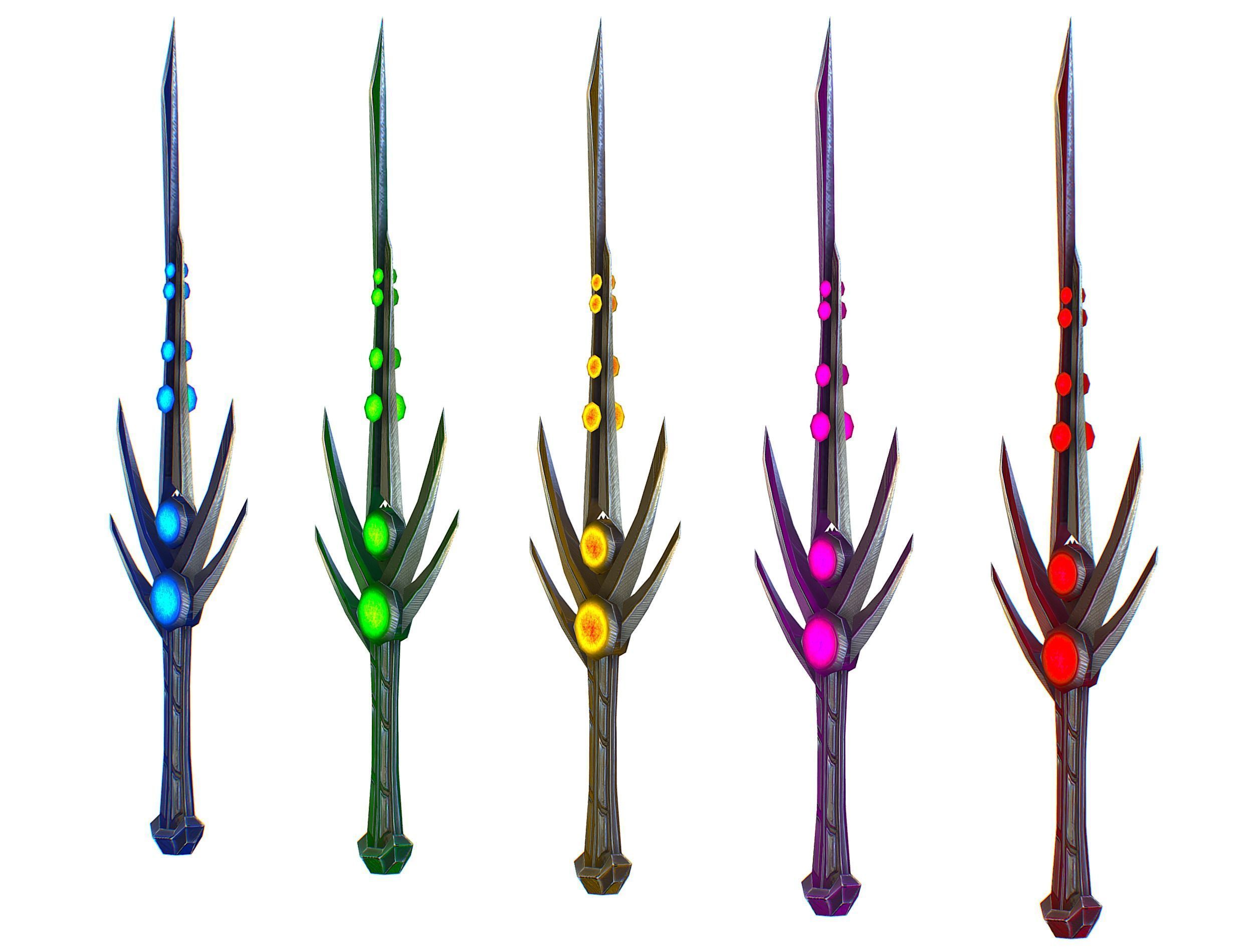 a set of cutting weapons Low-poly 3D model_2