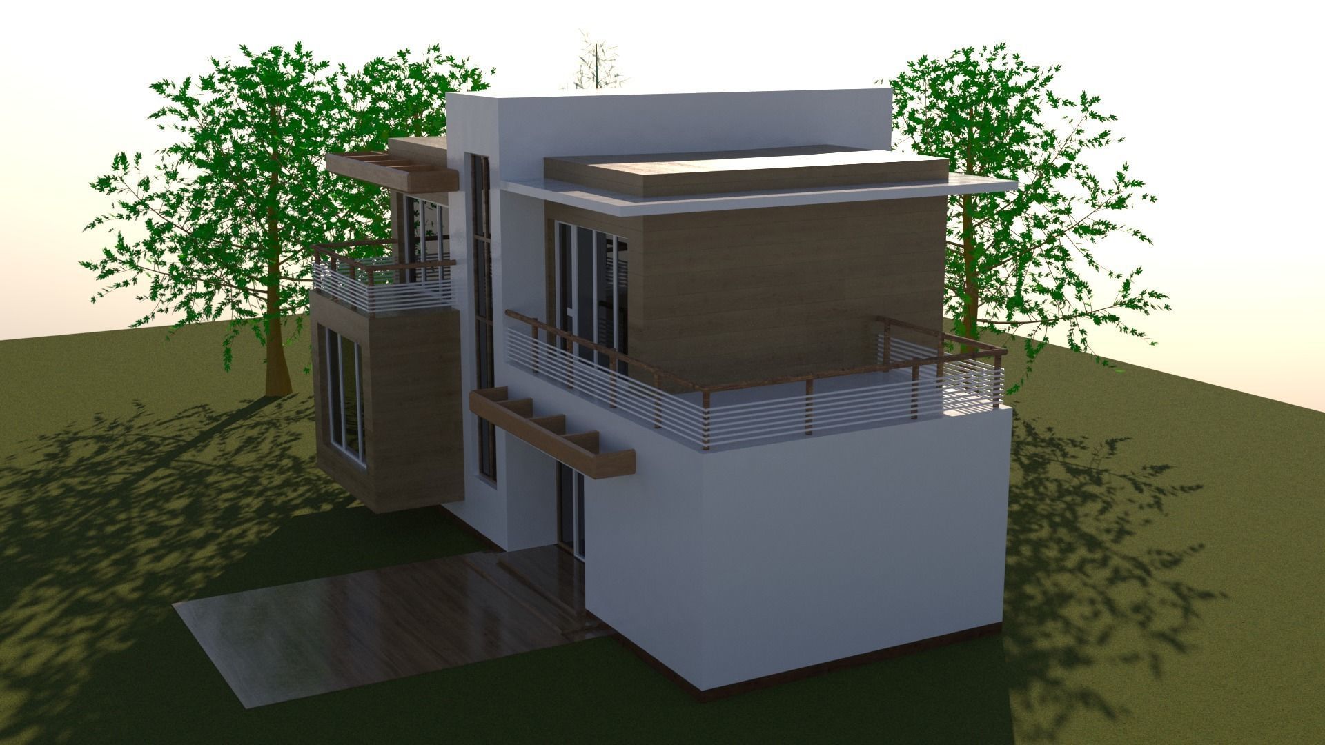  house in style high technologies  Low-poly 3D model_3
