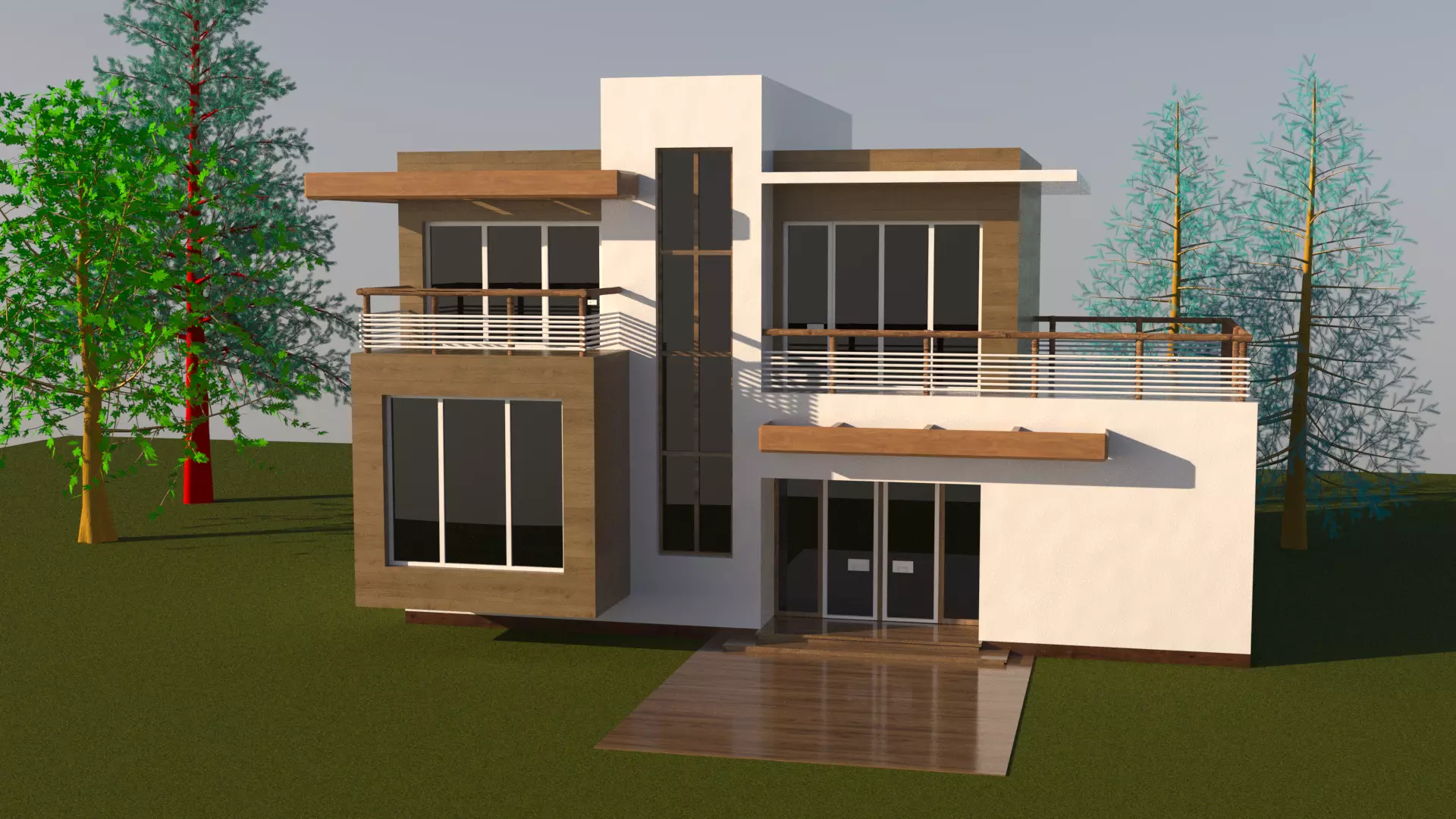  house in style high technologies  Low-poly 3D model_0