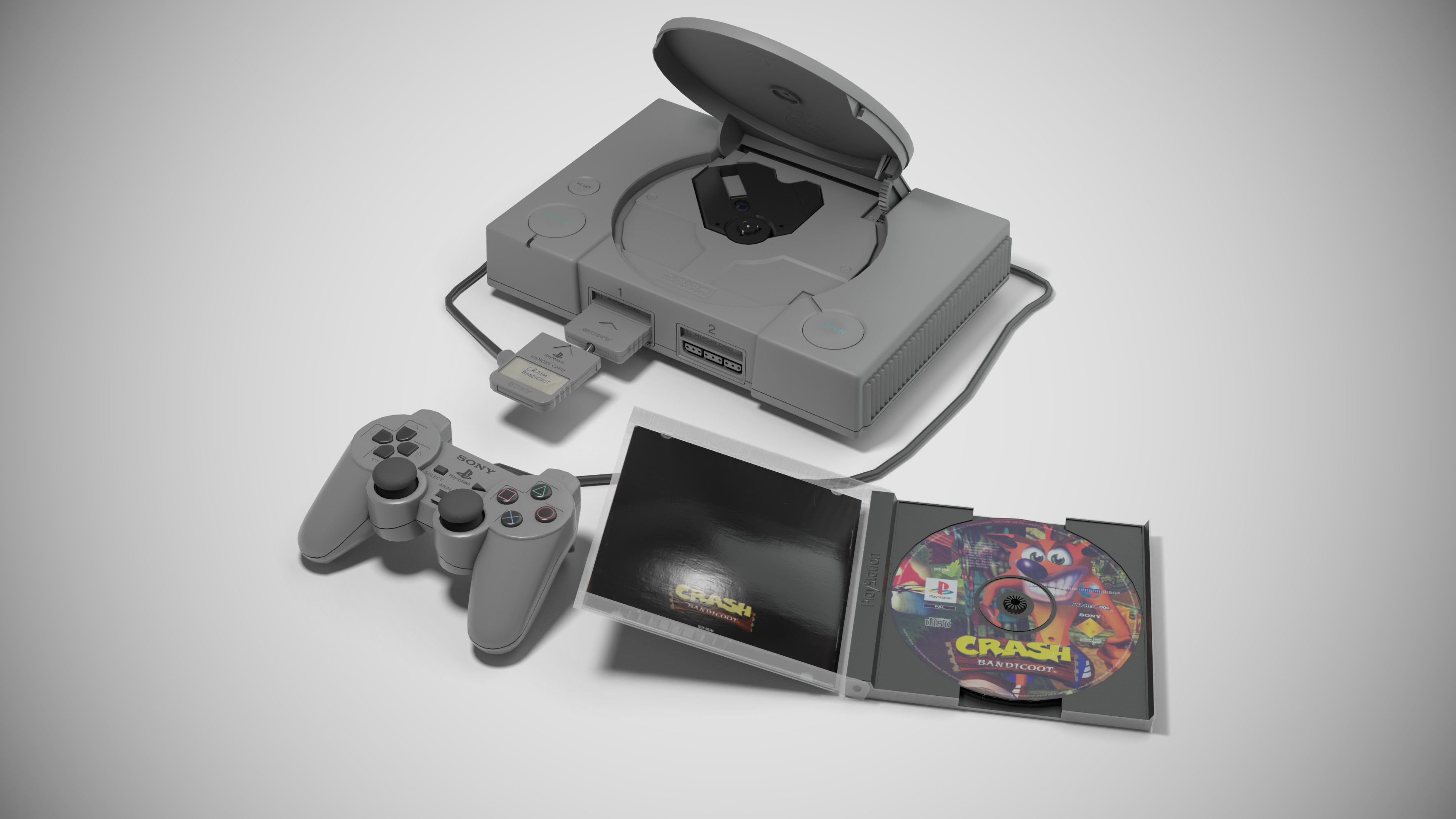 Sony PlayStation PS1 SCPH-1002 Low-poly 3D model_2