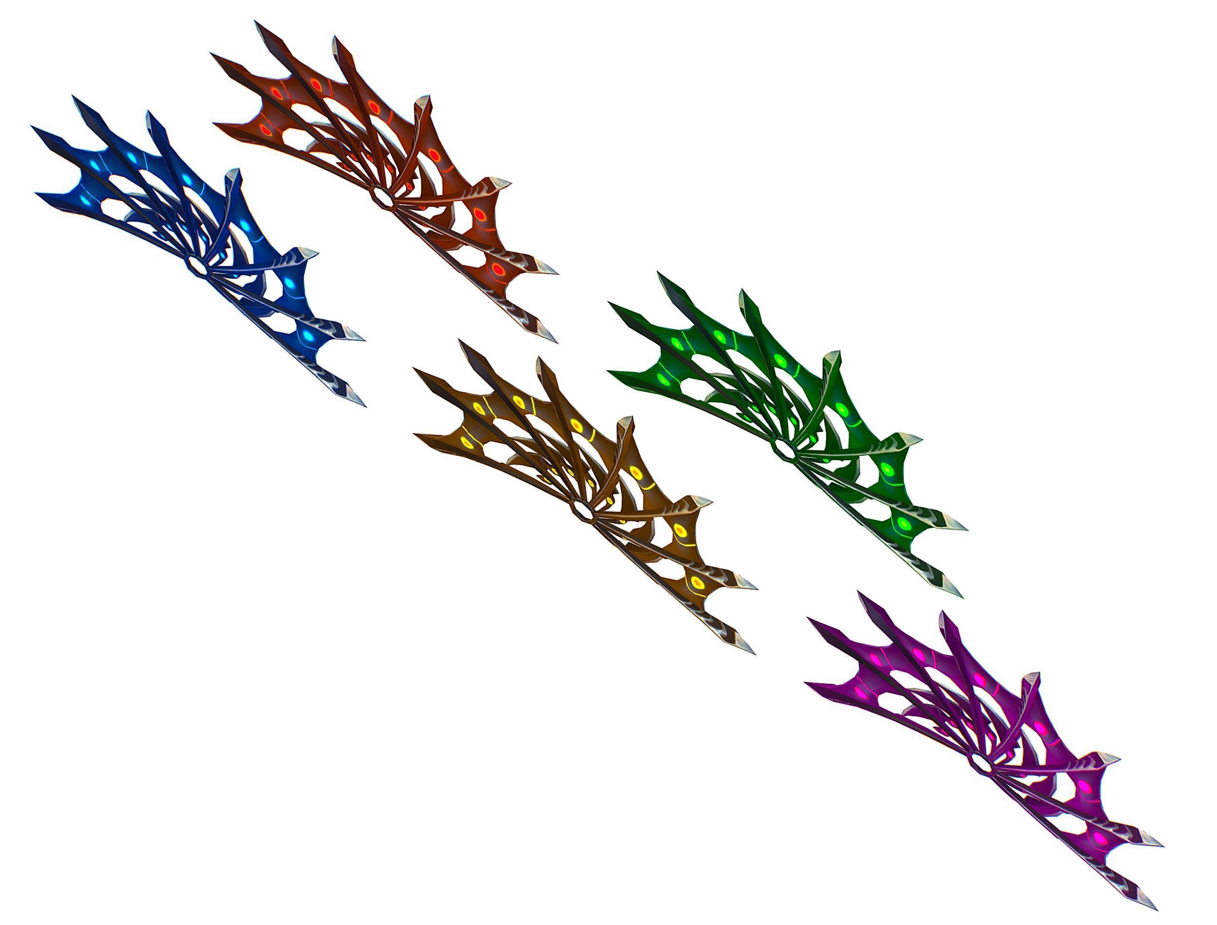 a Set of Fan Weapons Low-poly 3D model_10