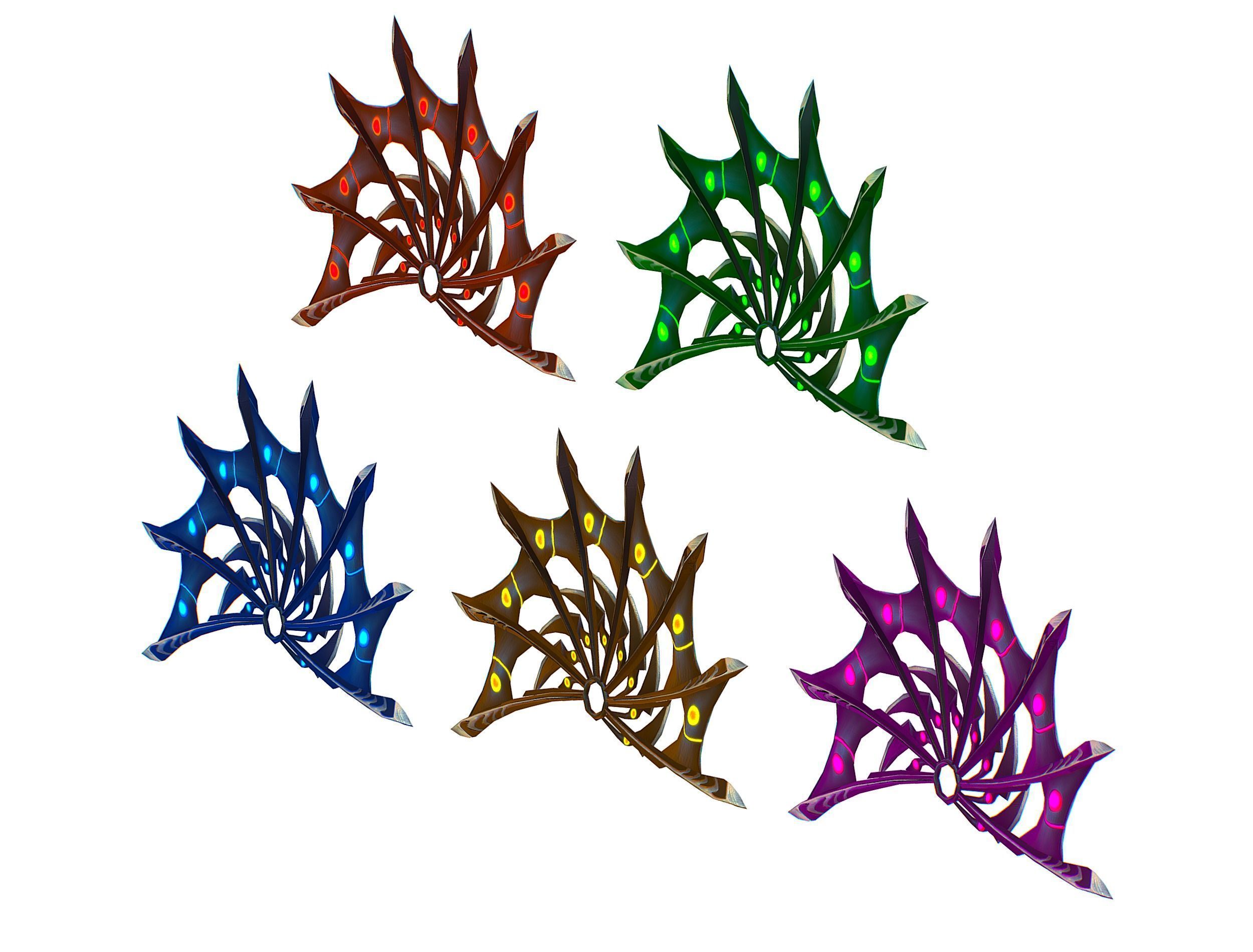 a Set of Fan Weapons Low-poly 3D model_2