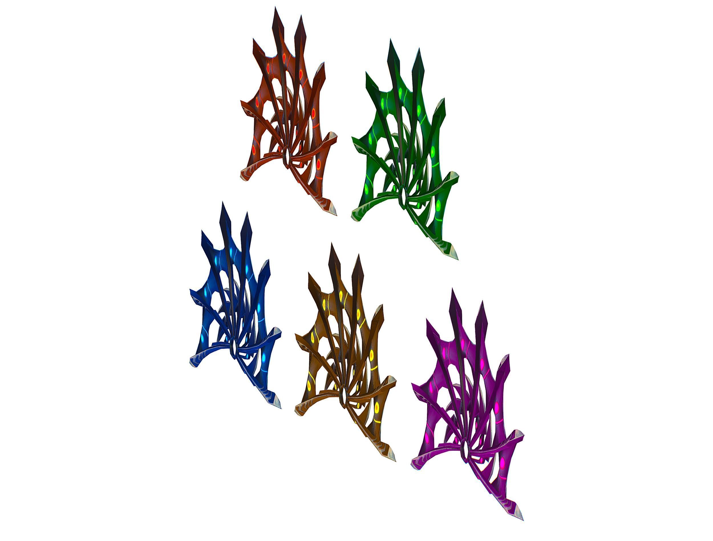 a Set of Fan Weapons Low-poly 3D model_3