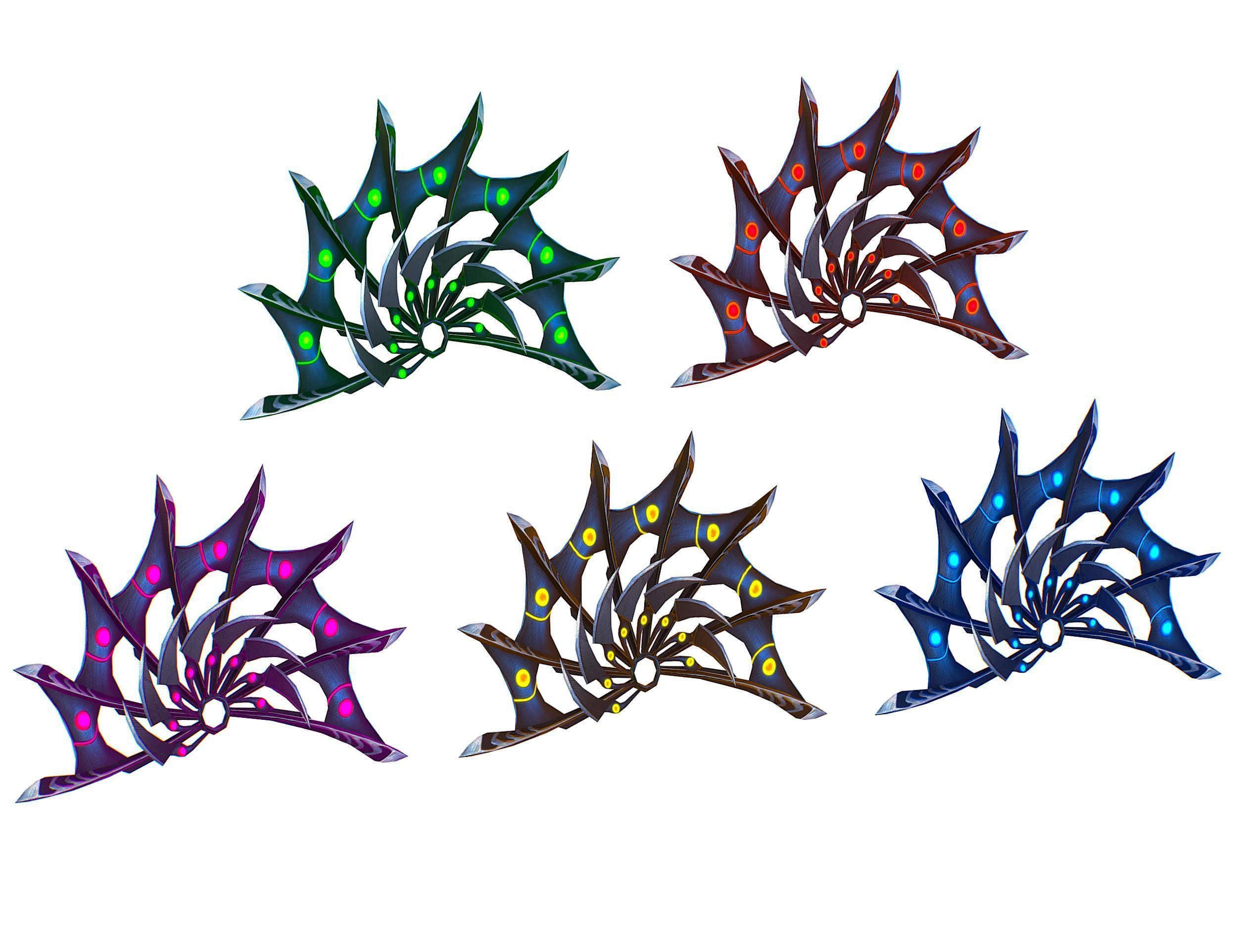 a Set of Fan Weapons Low-poly 3D model_9