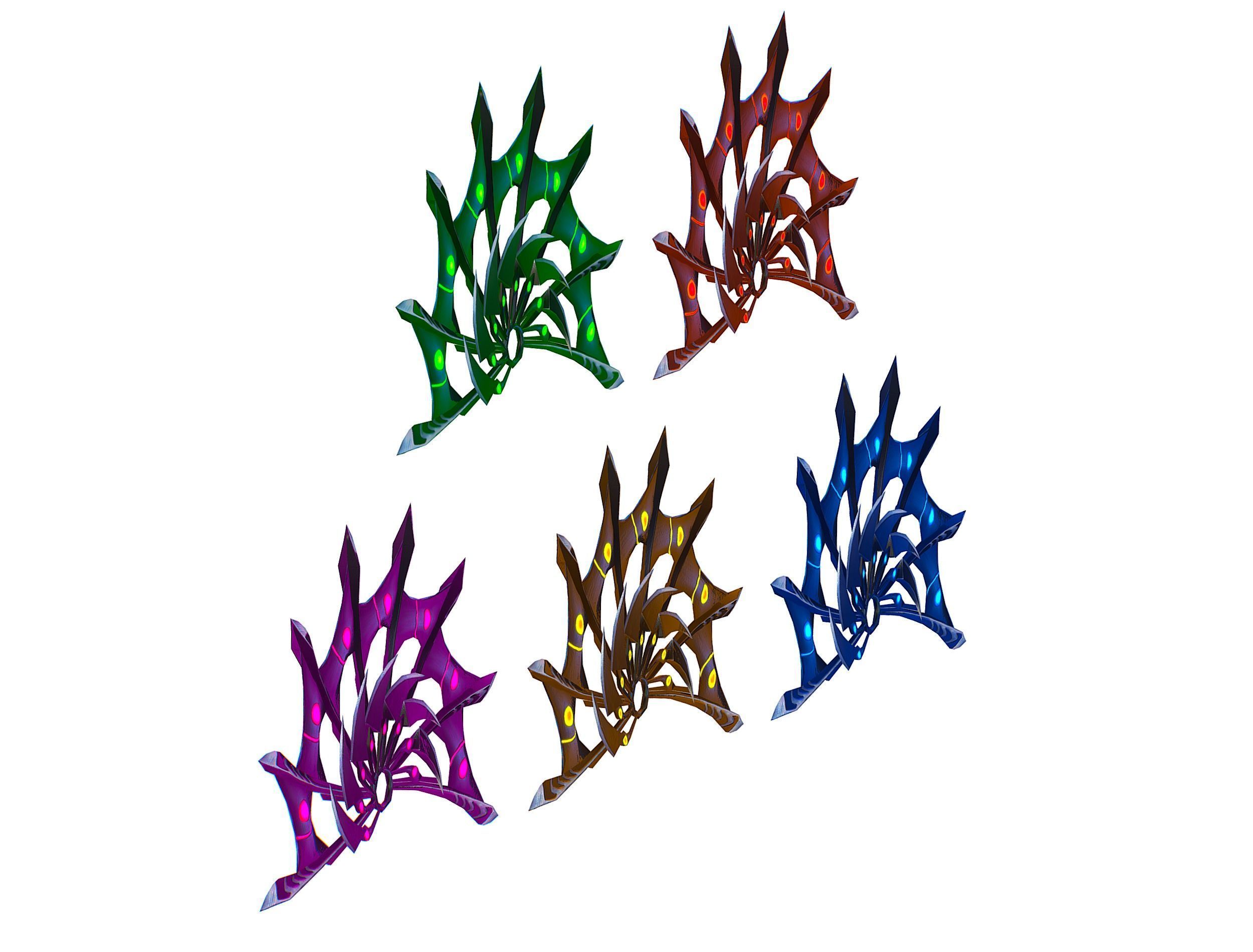 a Set of Fan Weapons Low-poly 3D model_7