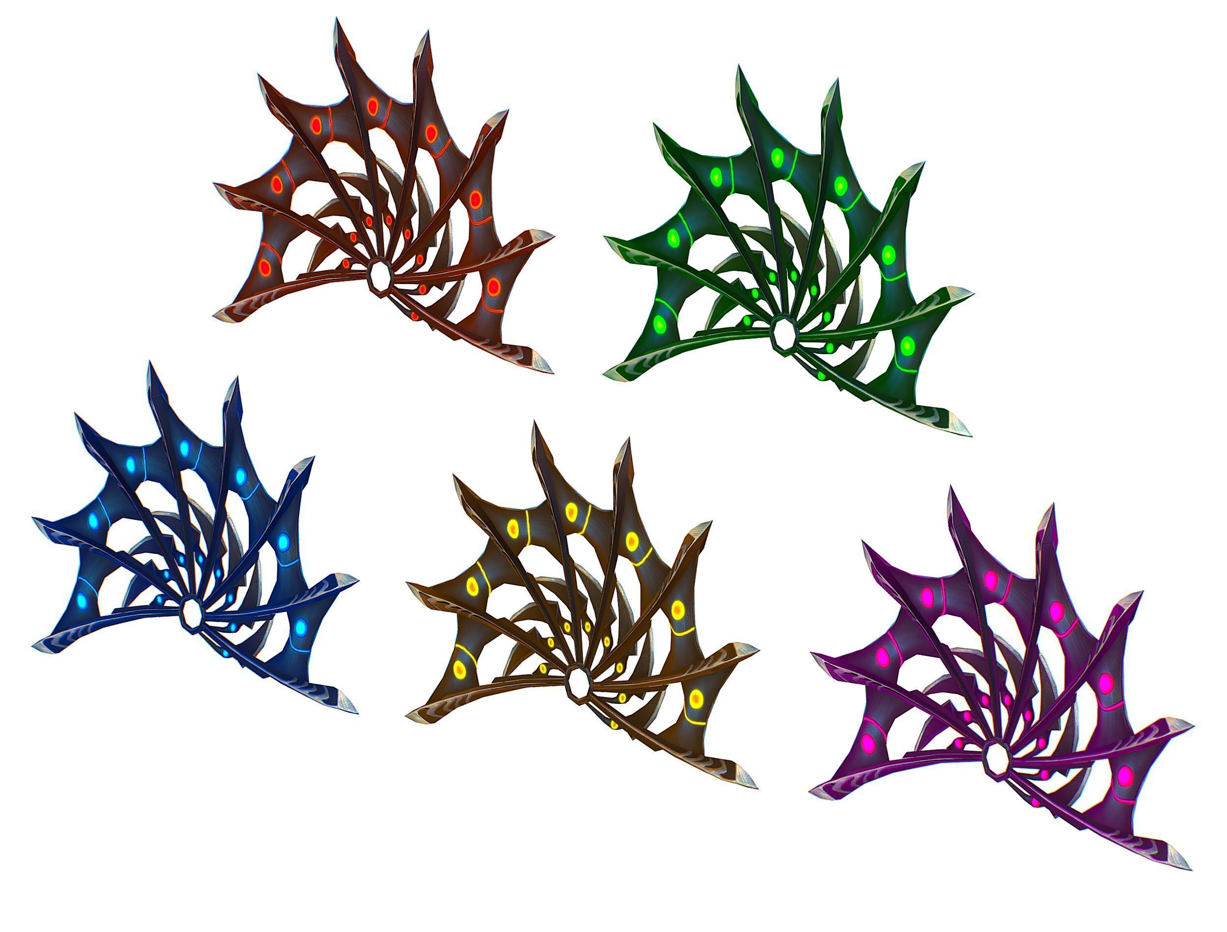 a Set of Fan Weapons Low-poly 3D model_1