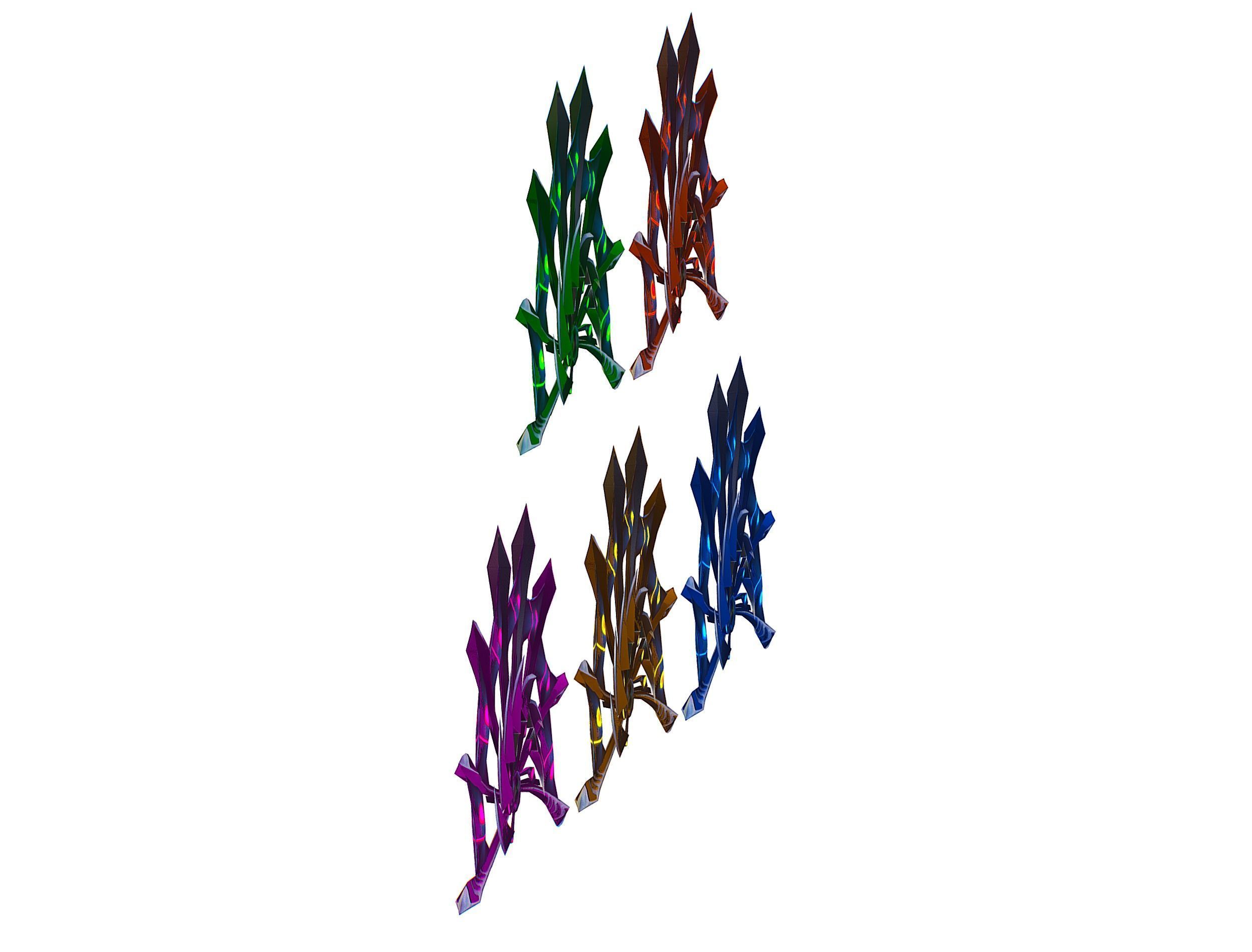 a Set of Fan Weapons Low-poly 3D model_6