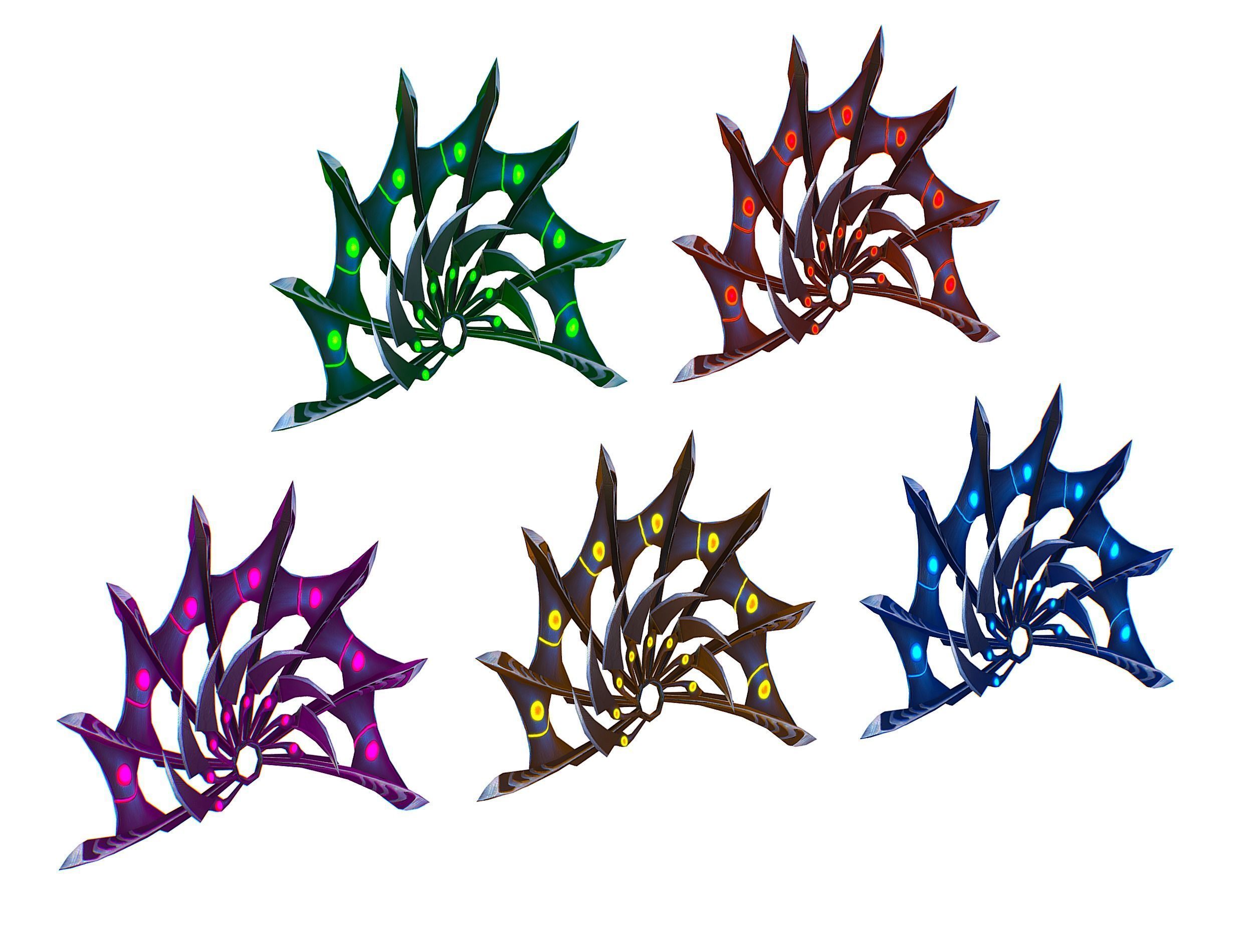 a Set of Fan Weapons Low-poly 3D model_8