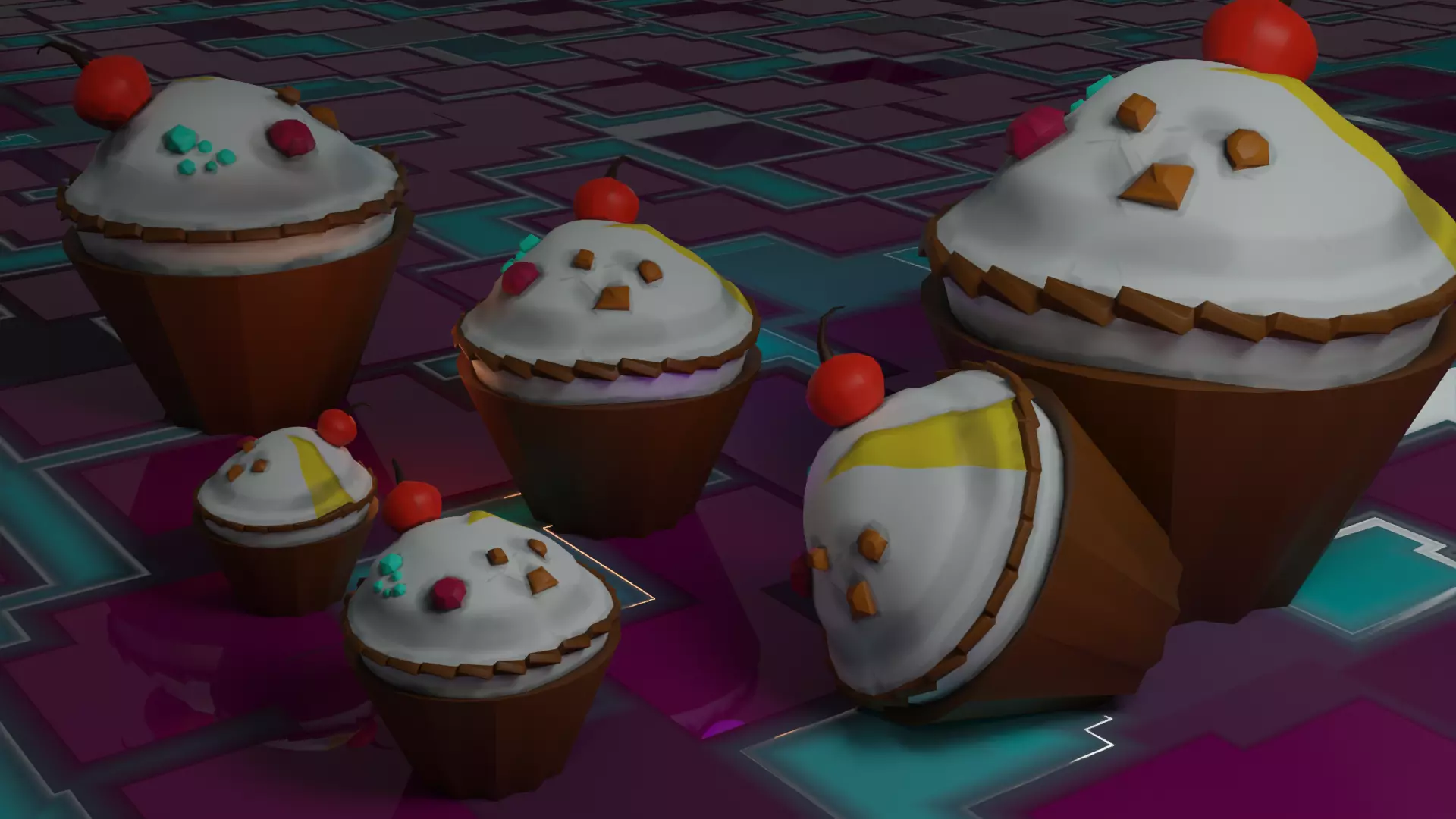 Cupcakes for mobile games Free low-poly 3D model