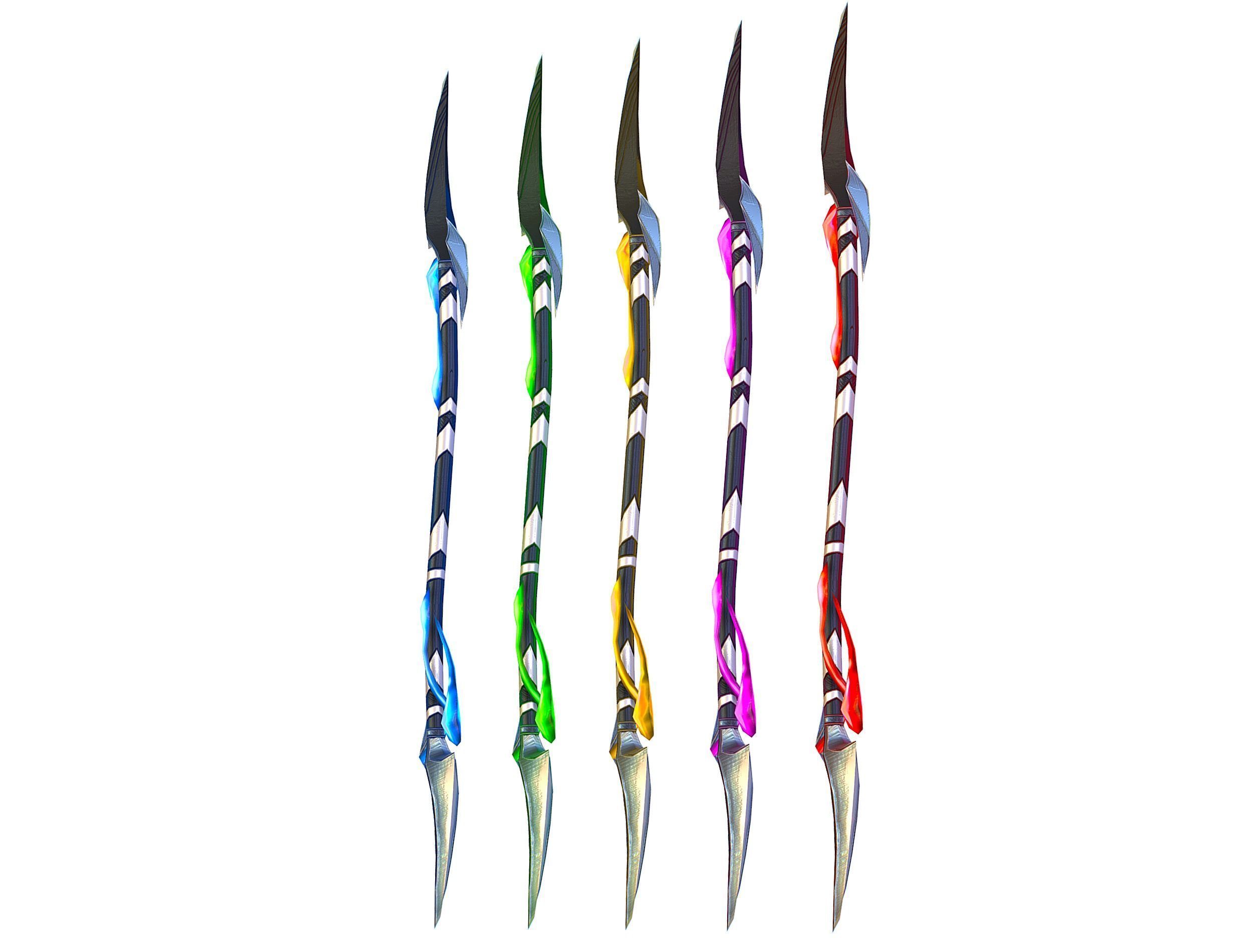 a set of cutting weapons - spear Low-poly 3D model_3