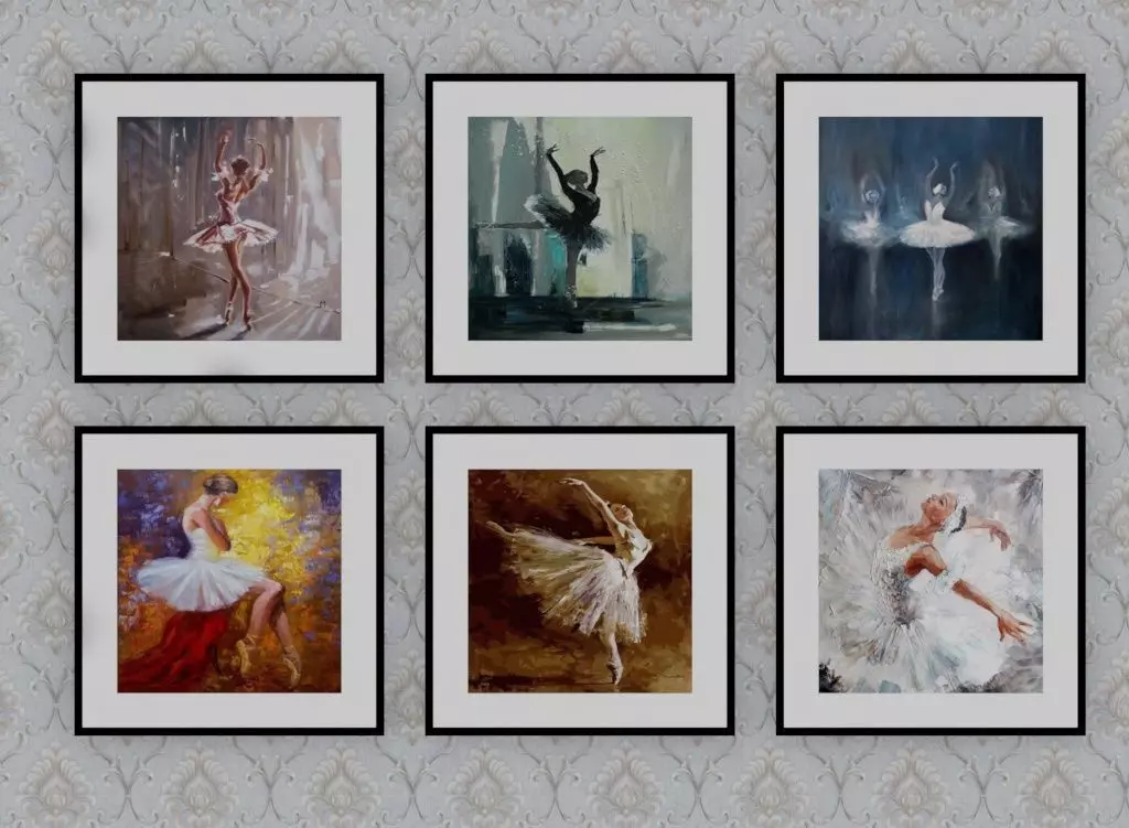 pictureframe set of framed paintings of ballerinas Free 3D model