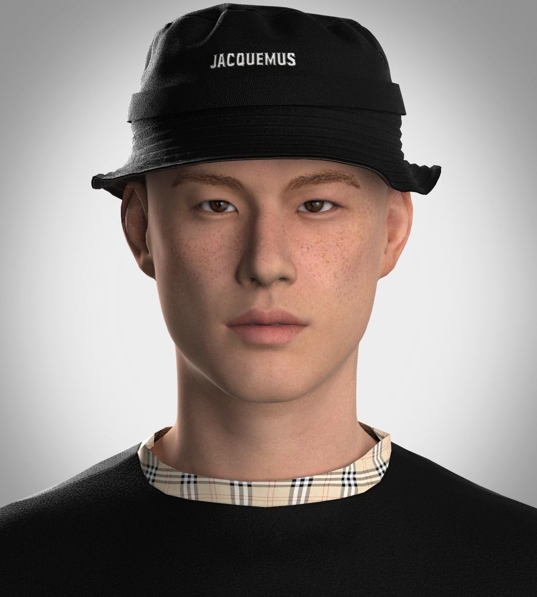 Bucket hats by Prada and Jacquemus made with Clo3D 3D model_1