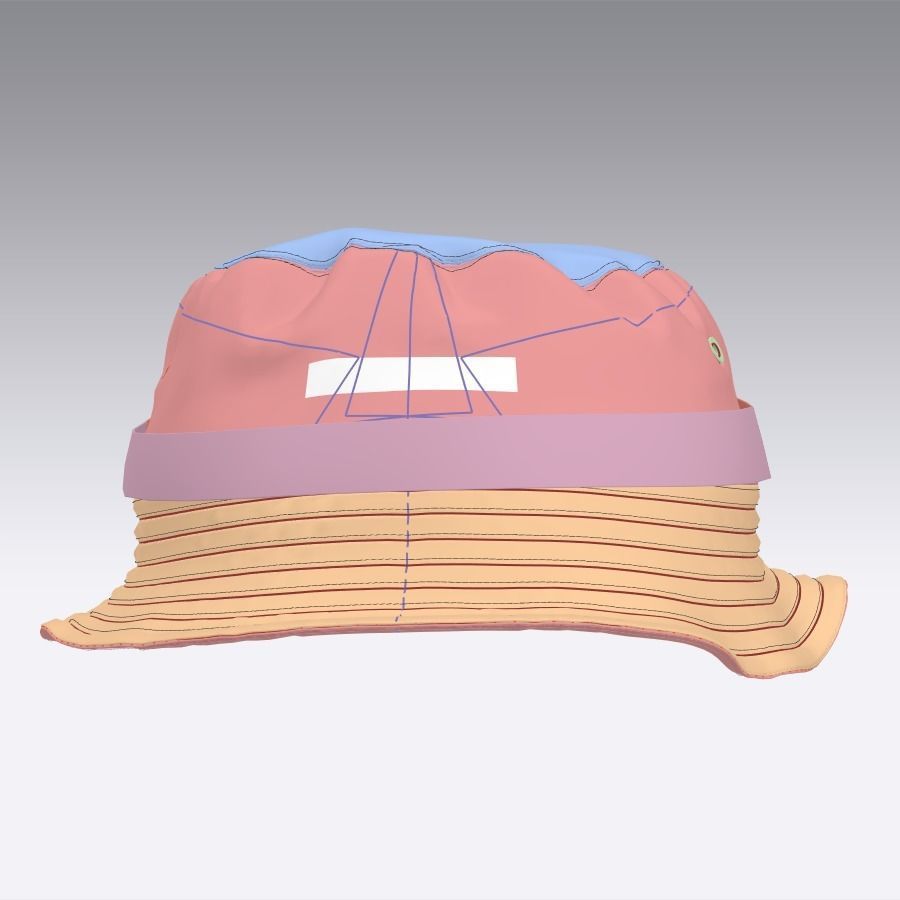 Bucket hats by Prada and Jacquemus made with Clo3D 3D model_20