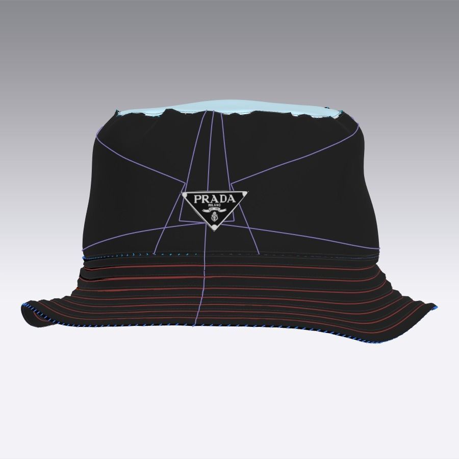 Bucket hats by Prada and Jacquemus made with Clo3D 3D model_12