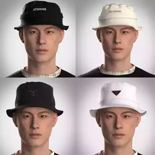Bucket hats by Prada and Jacquemus made with Clo3D