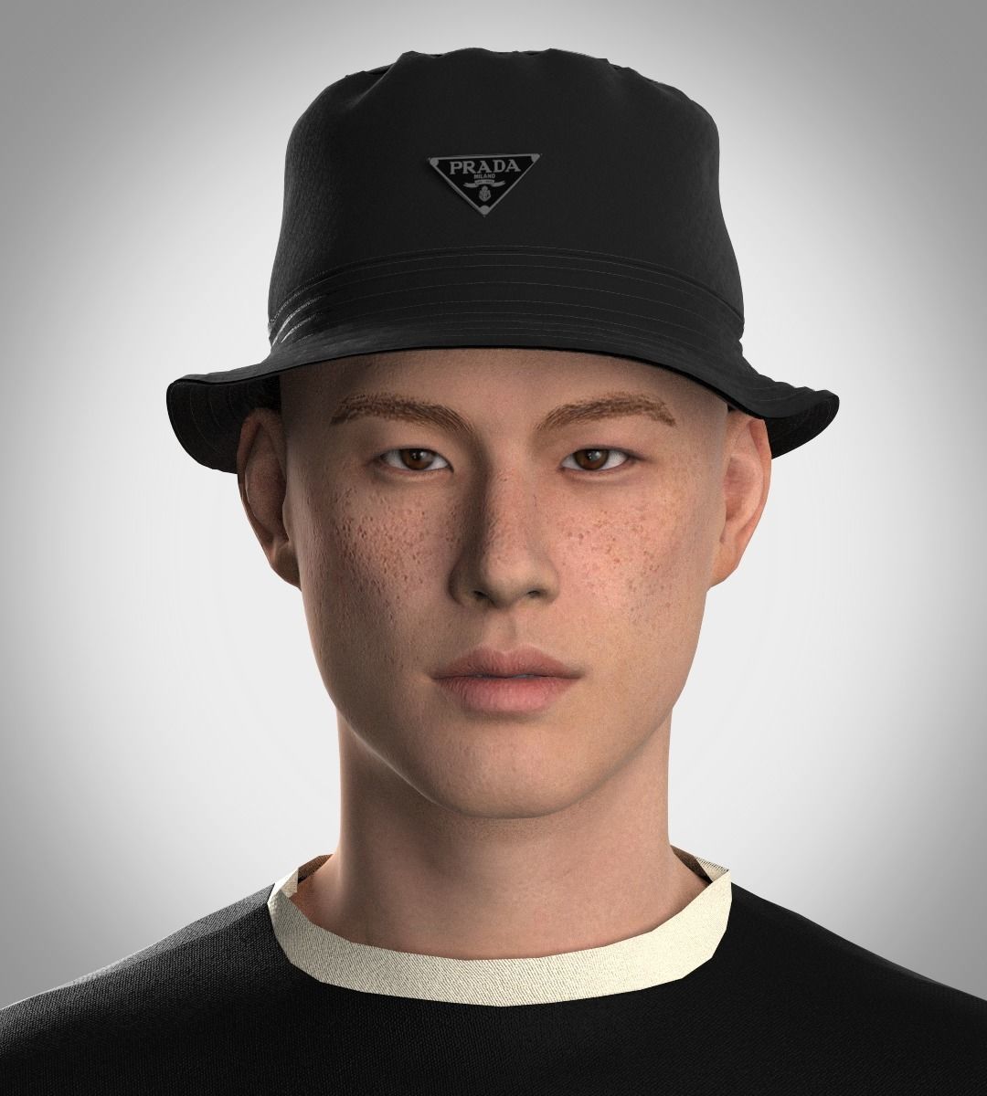Bucket hats by Prada and Jacquemus made with Clo3D 3D model_2