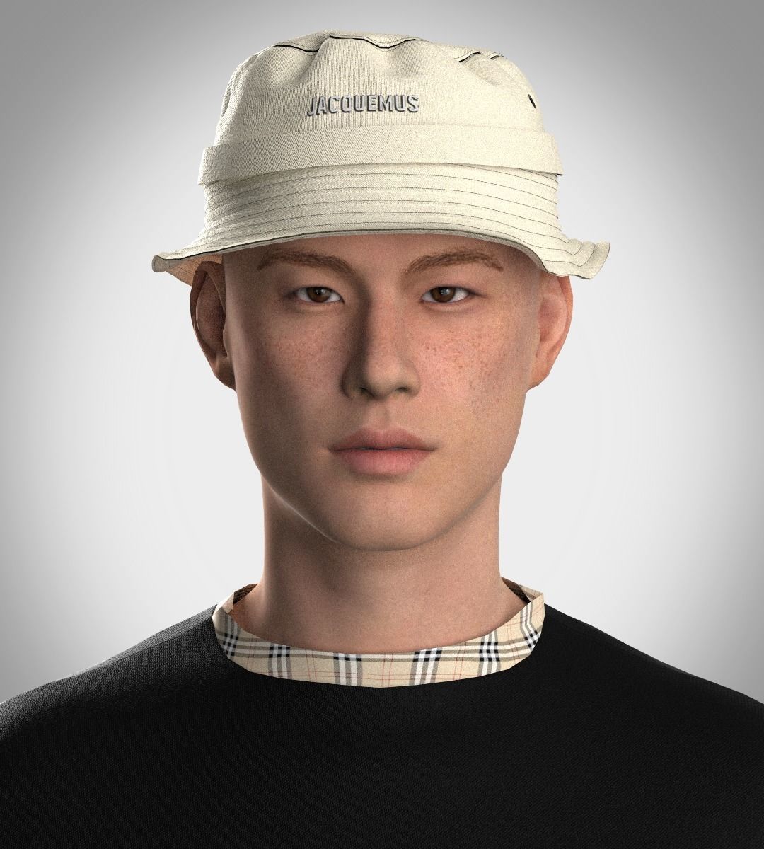 Bucket hats by Prada and Jacquemus made with Clo3D 3D model_3