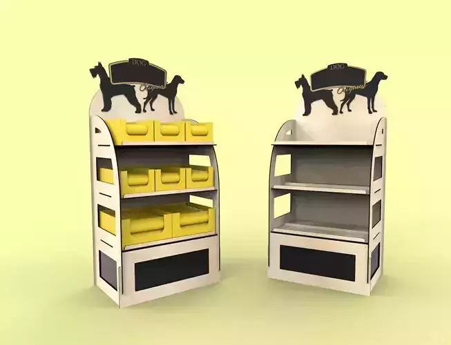Plywood shelf stand display for dog food POS