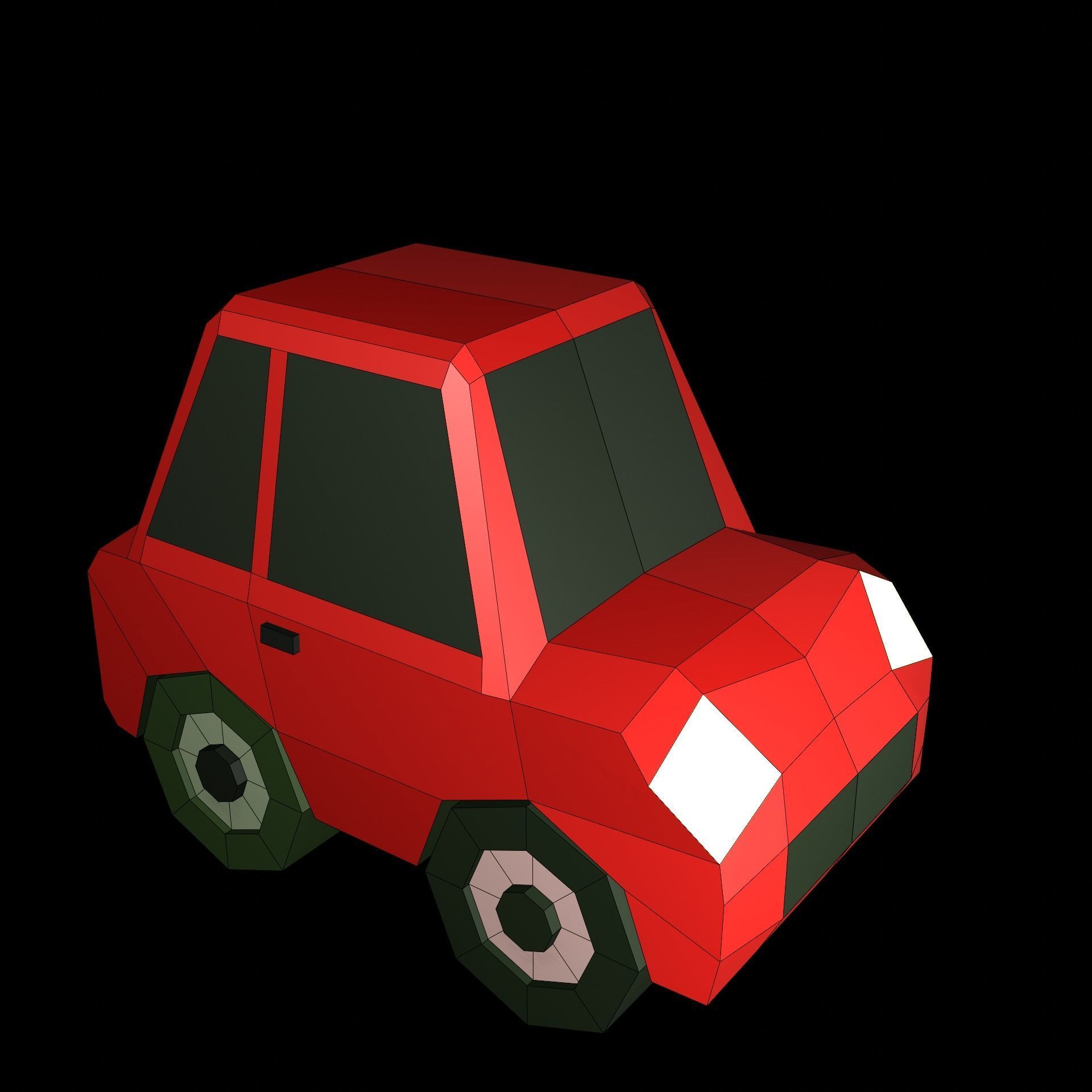 Low Poly Smart Mini Car 3D model Free low-poly 3D model_5