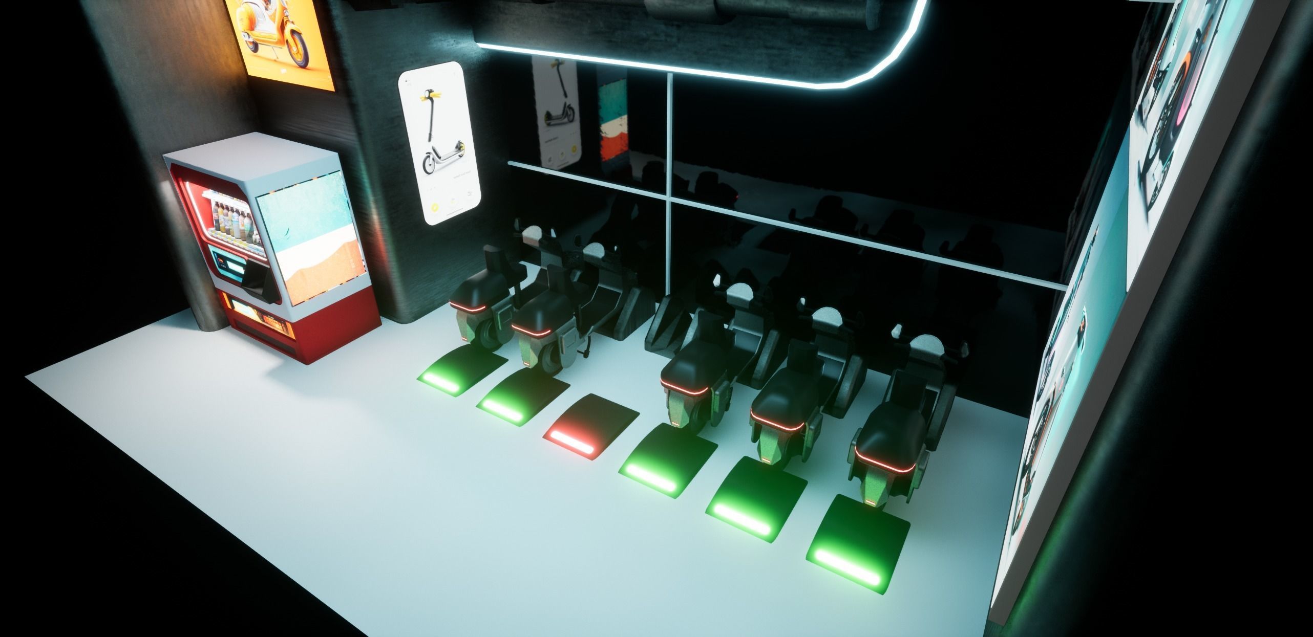 Cyberpunk Electric Scooter Station Low-poly 3D model_10