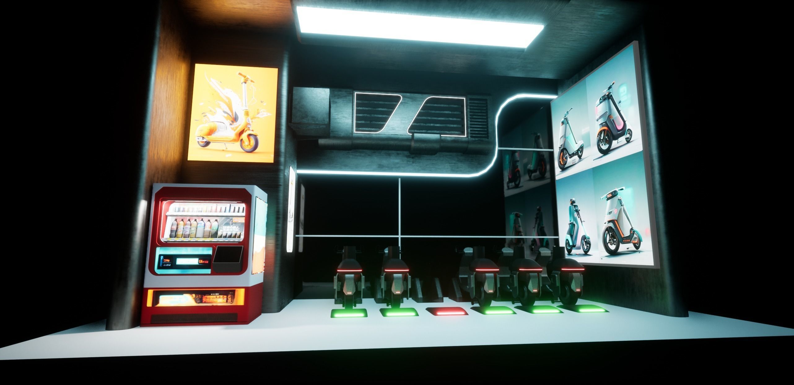 Cyberpunk Electric Scooter Station Low-poly 3D model_23
