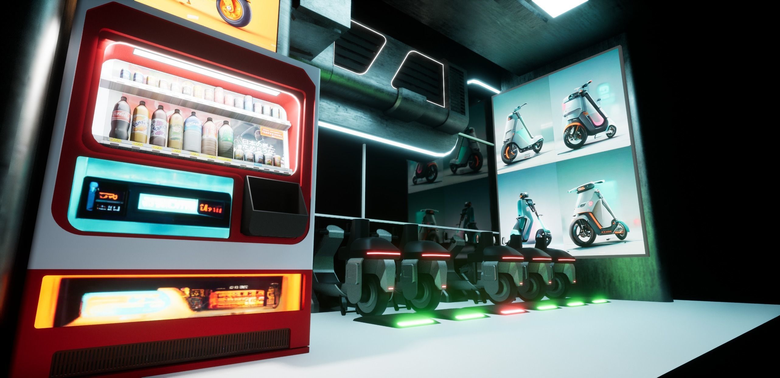 Cyberpunk Electric Scooter Station Low-poly 3D model_2