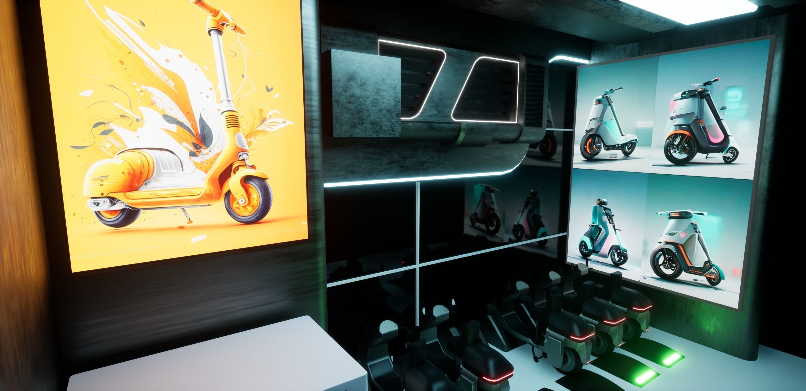 Cyberpunk Electric Scooter Station Low-poly 3D model_11