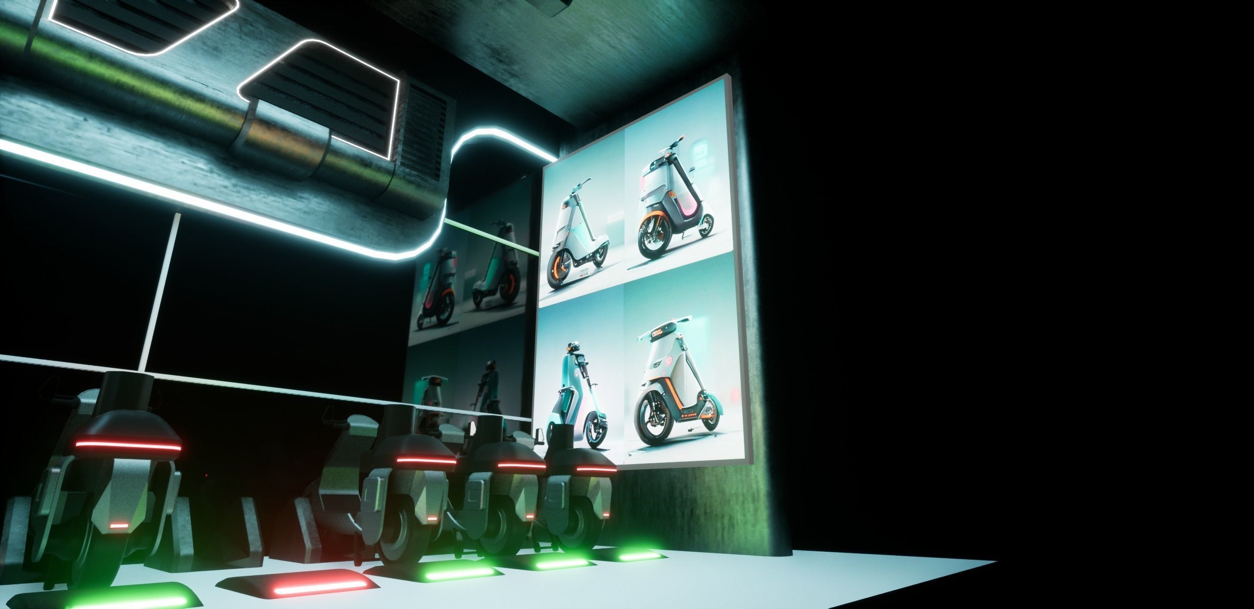 Cyberpunk Electric Scooter Station Low-poly 3D model_5