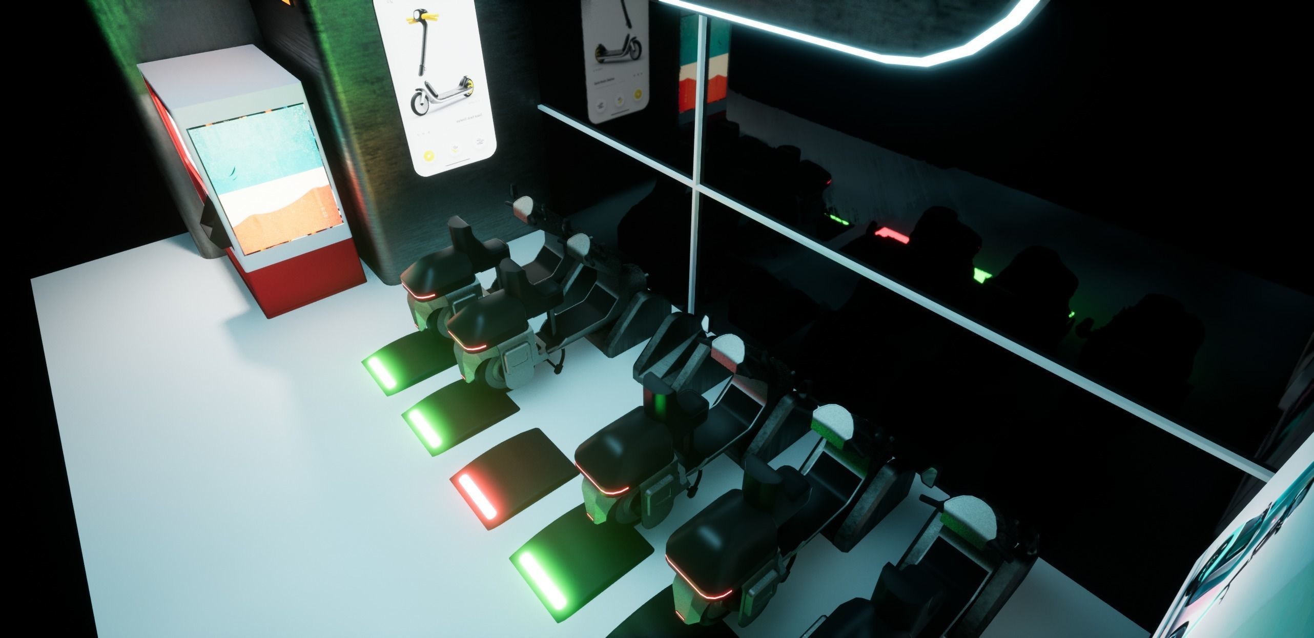Cyberpunk Electric Scooter Station Low-poly 3D model_17