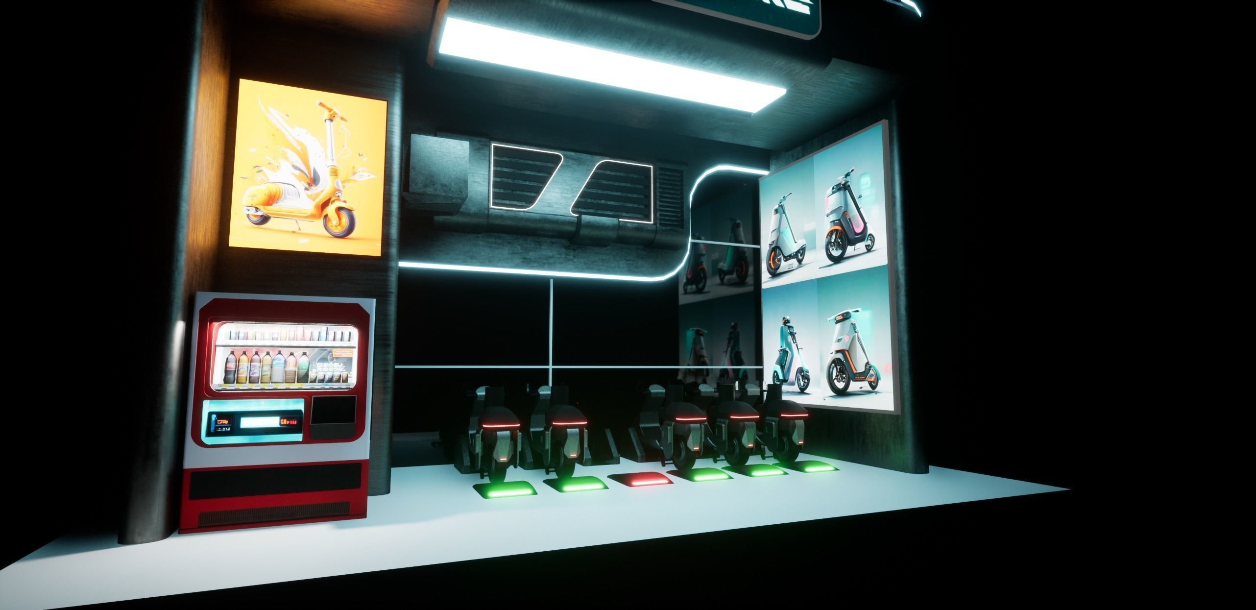 Cyberpunk Electric Scooter Station Low-poly 3D model_20