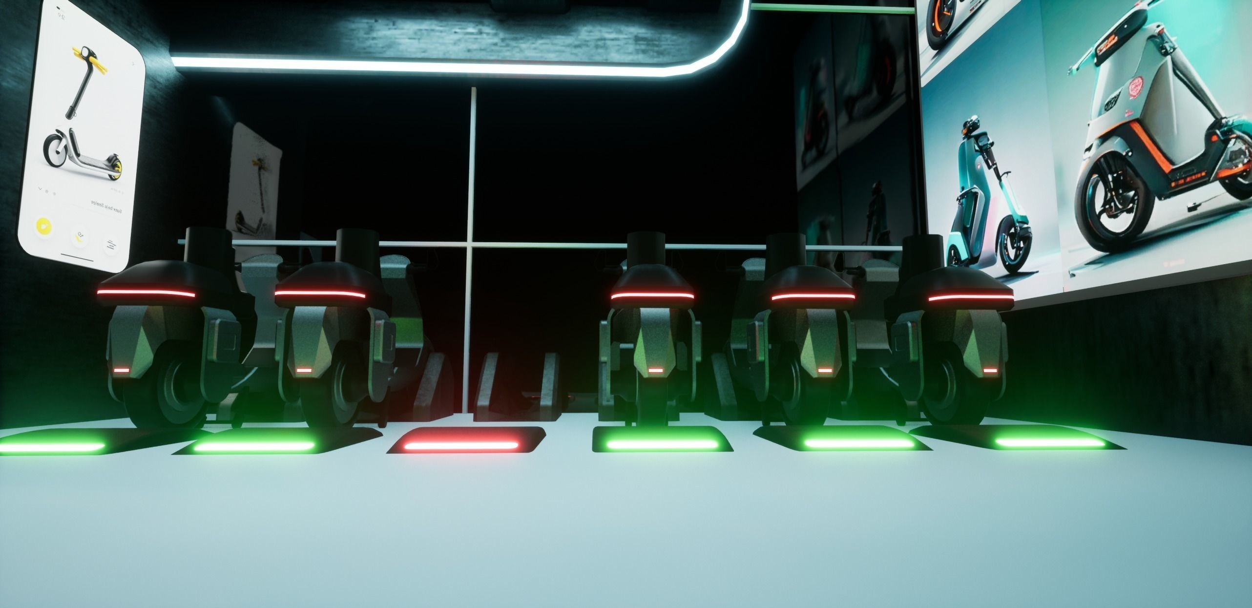 Cyberpunk Electric Scooter Station Low-poly 3D model_13