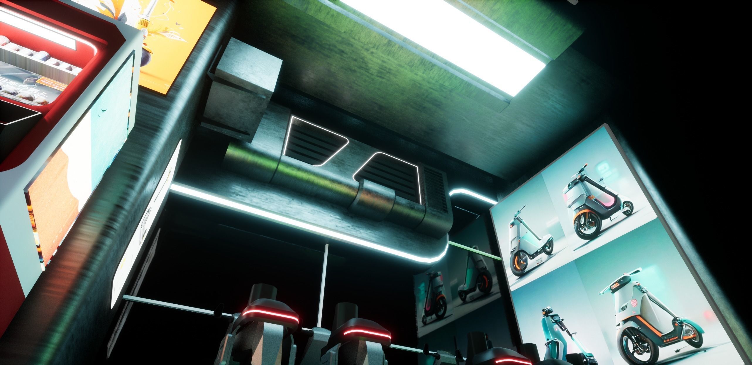 Cyberpunk Electric Scooter Station Low-poly 3D model_8